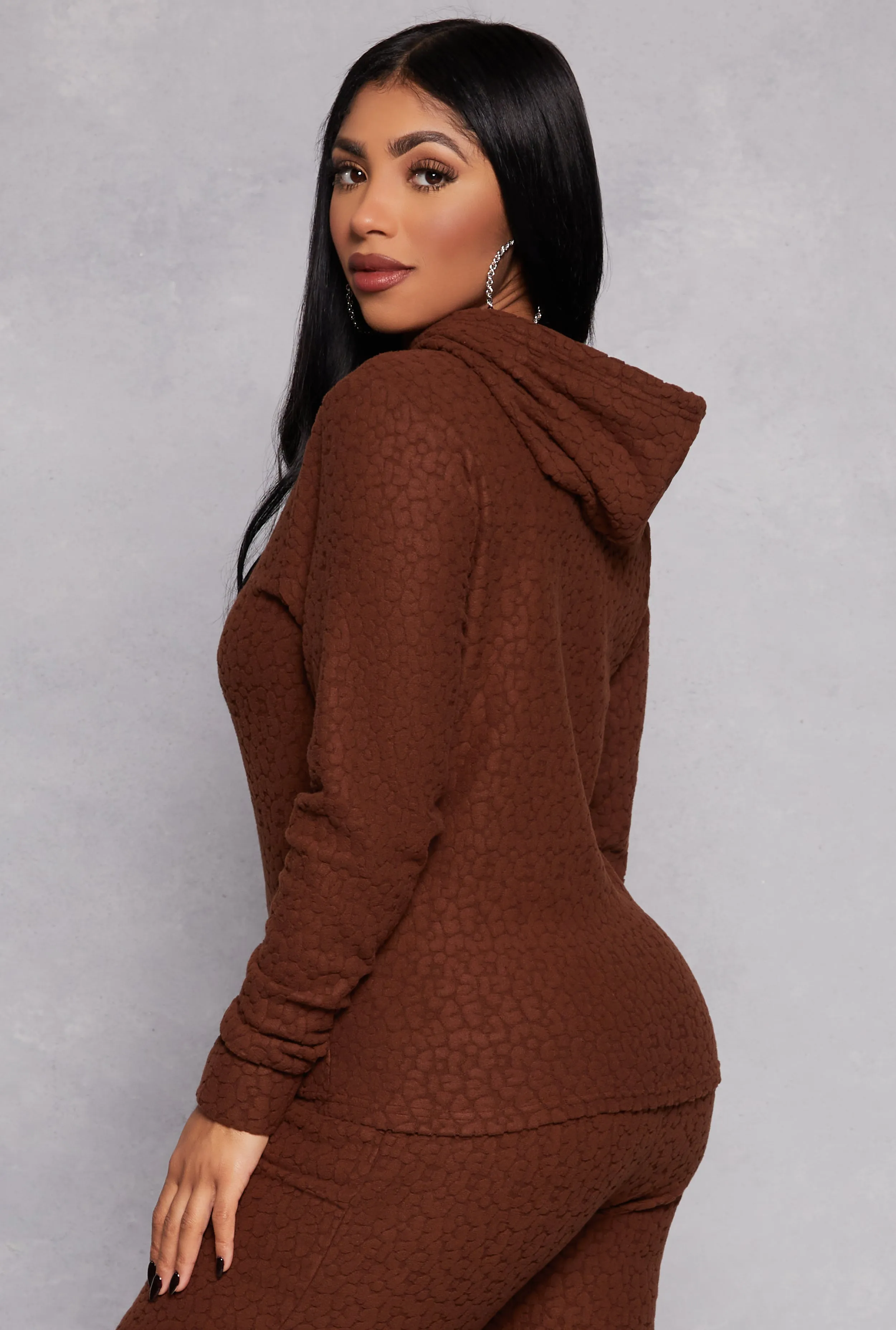 Leopard Textured Knit Hoodie sold by Rainbow product image thumbnail 3