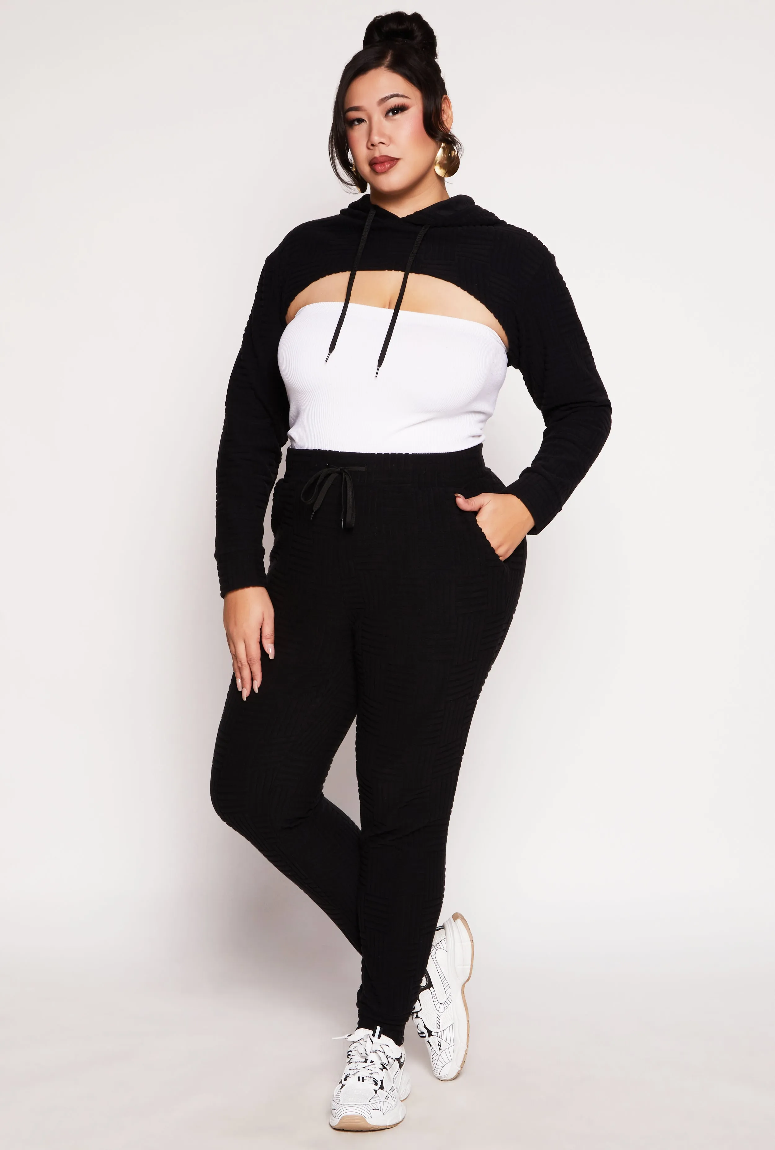 Plus Size Geometric Patterned Shrug Sweatshirt sold by Rainbow product image thumbnail 2