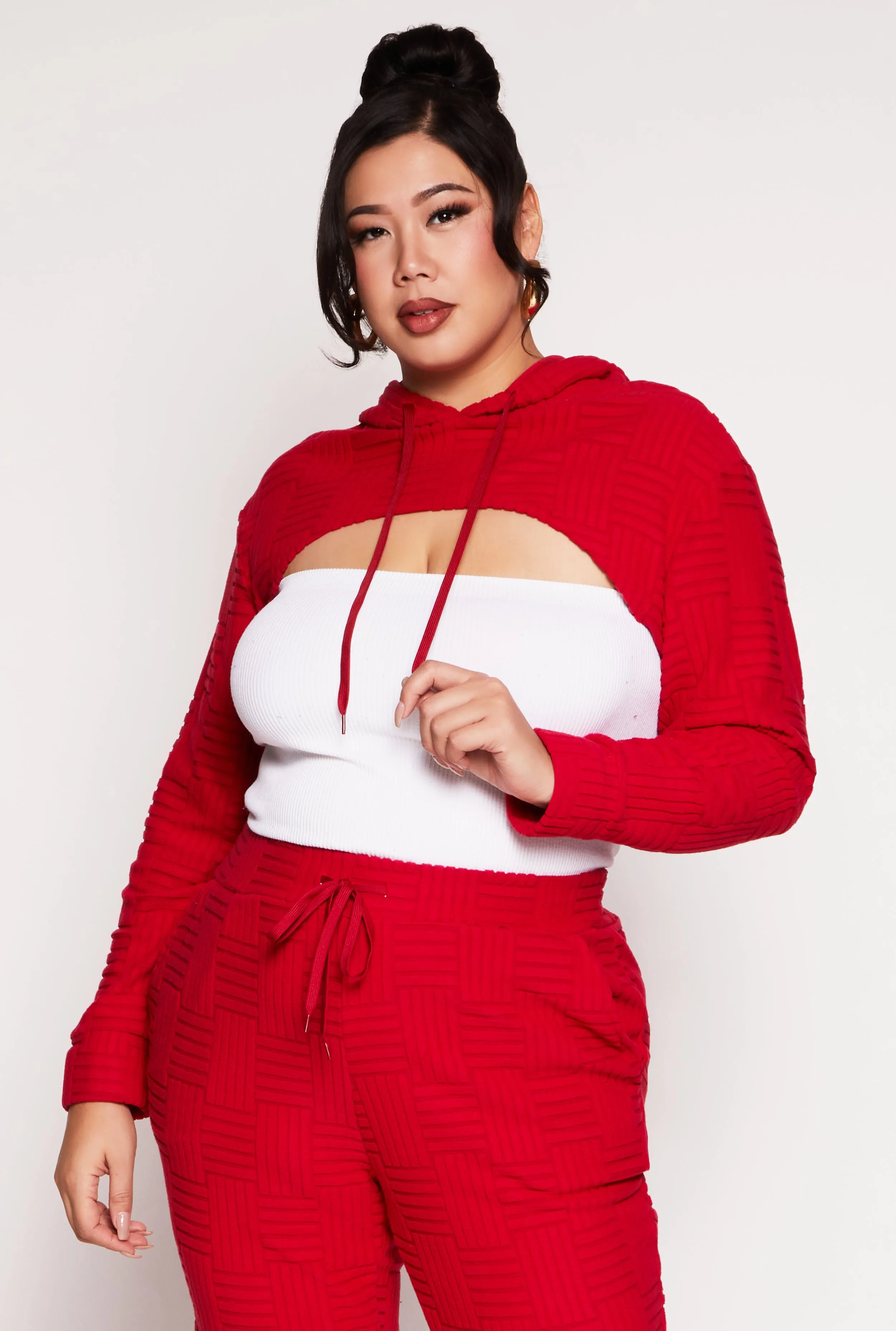 Plus Size Geometric Patterned Shrug Sweatshirt sold by Rainbow