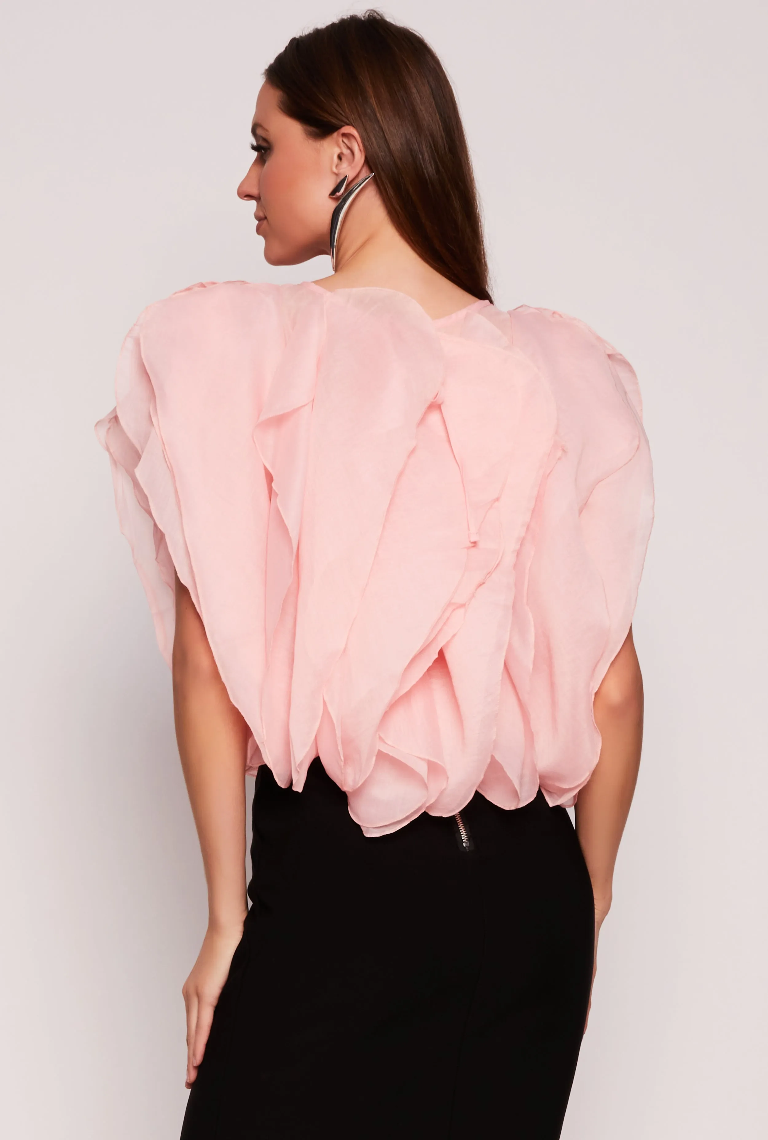Organza Ruffled Tie Back Keyhole Blouse sold by Rainbow product image thumbnail 3