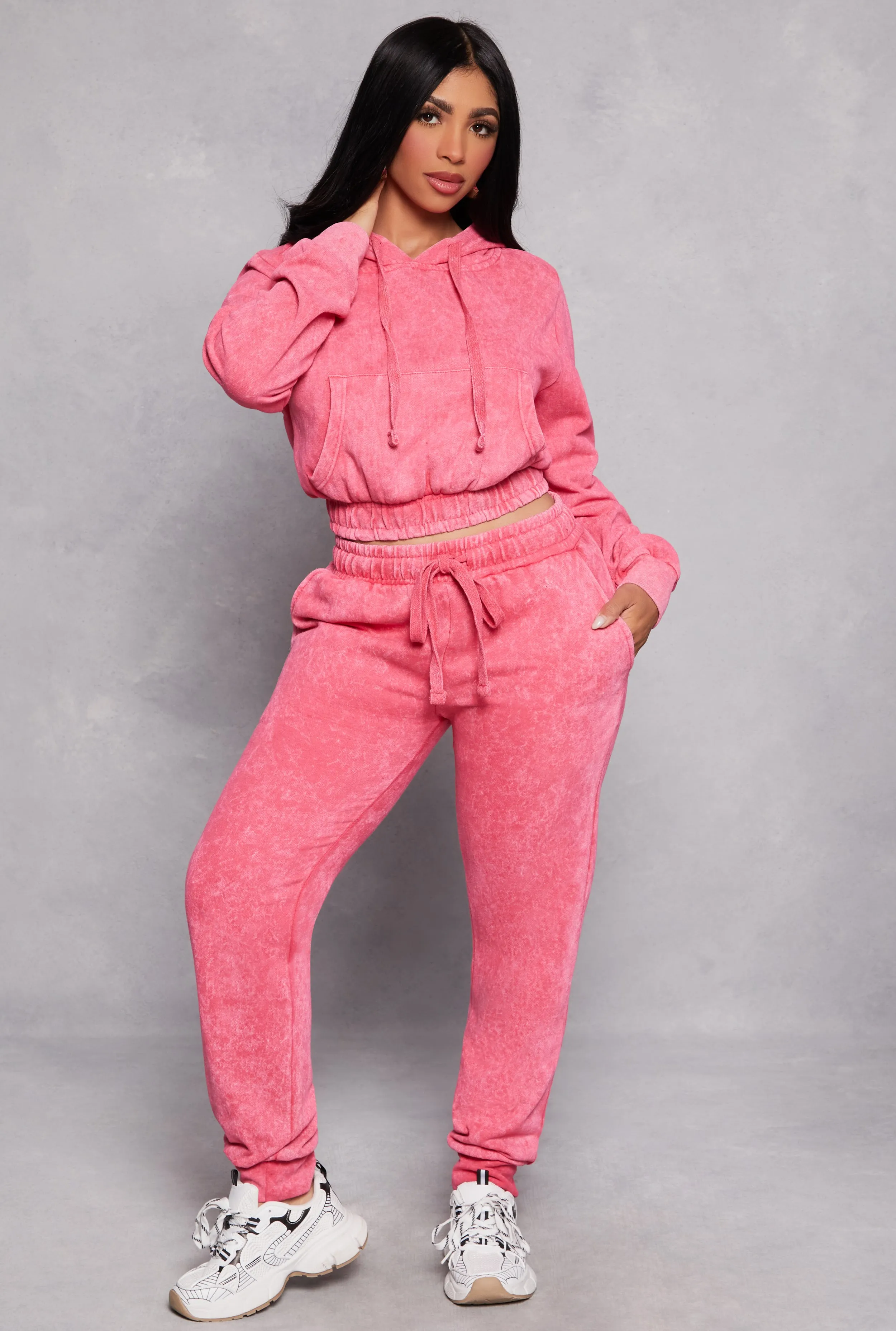 Fleece Acid Wash Drawstring Joggers sold by Rainbow