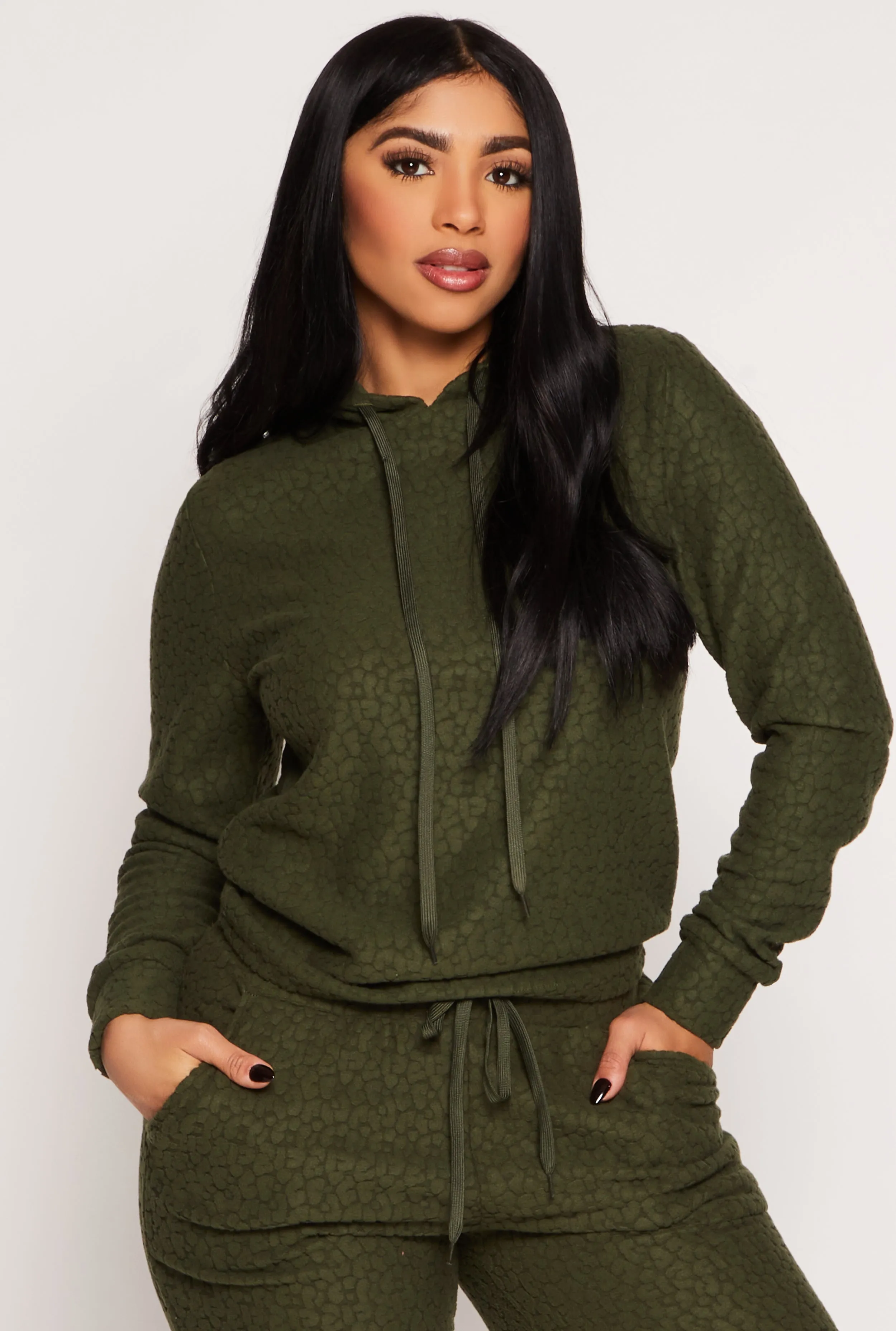 Leopard Textured Knit Hoodie sold by Rainbow