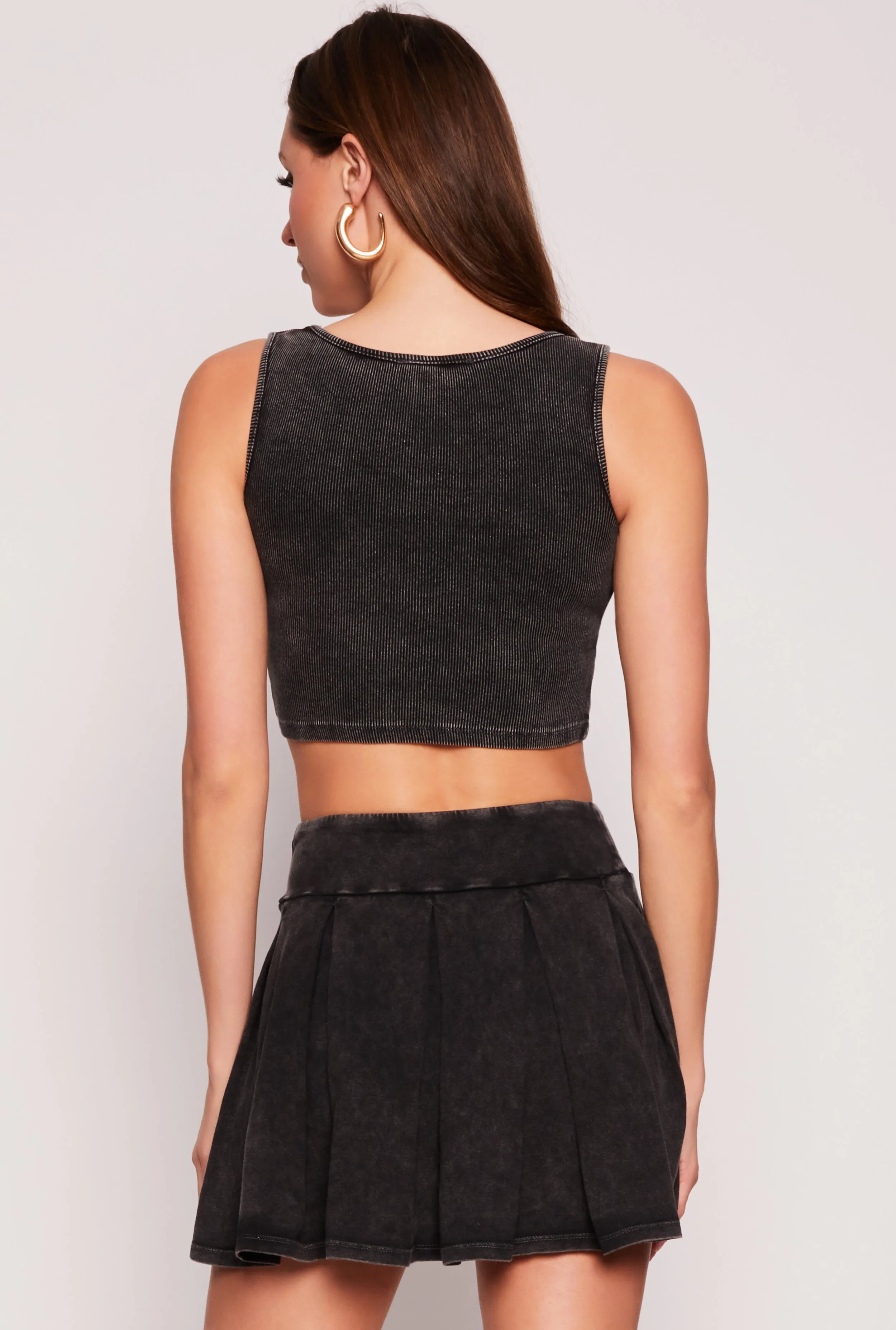 Ribbed Knit Cropped Tank Top sold by Rainbow product image thumbnail 3