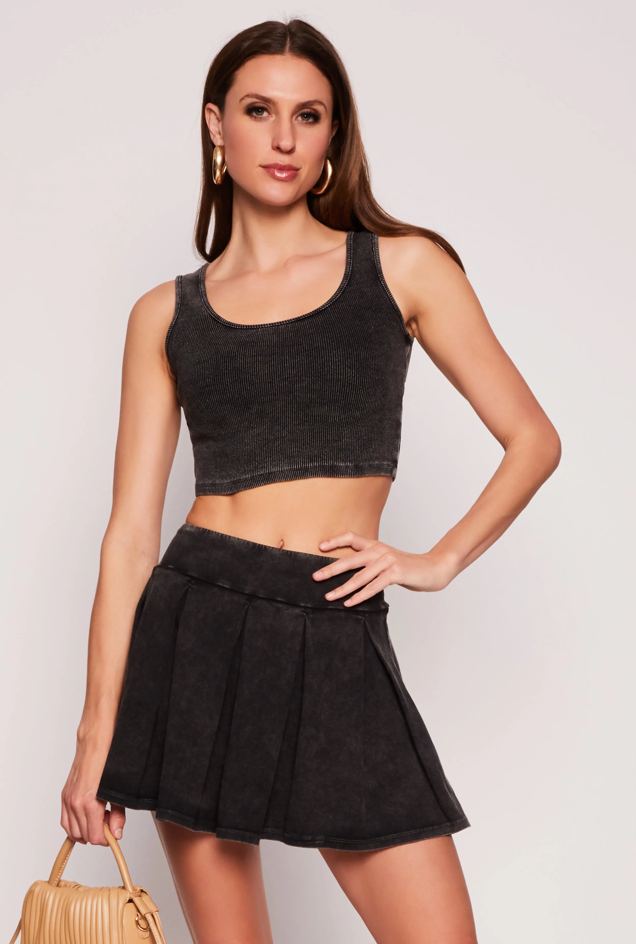 Ribbed Knit Cropped Tank Top sold by Rainbow