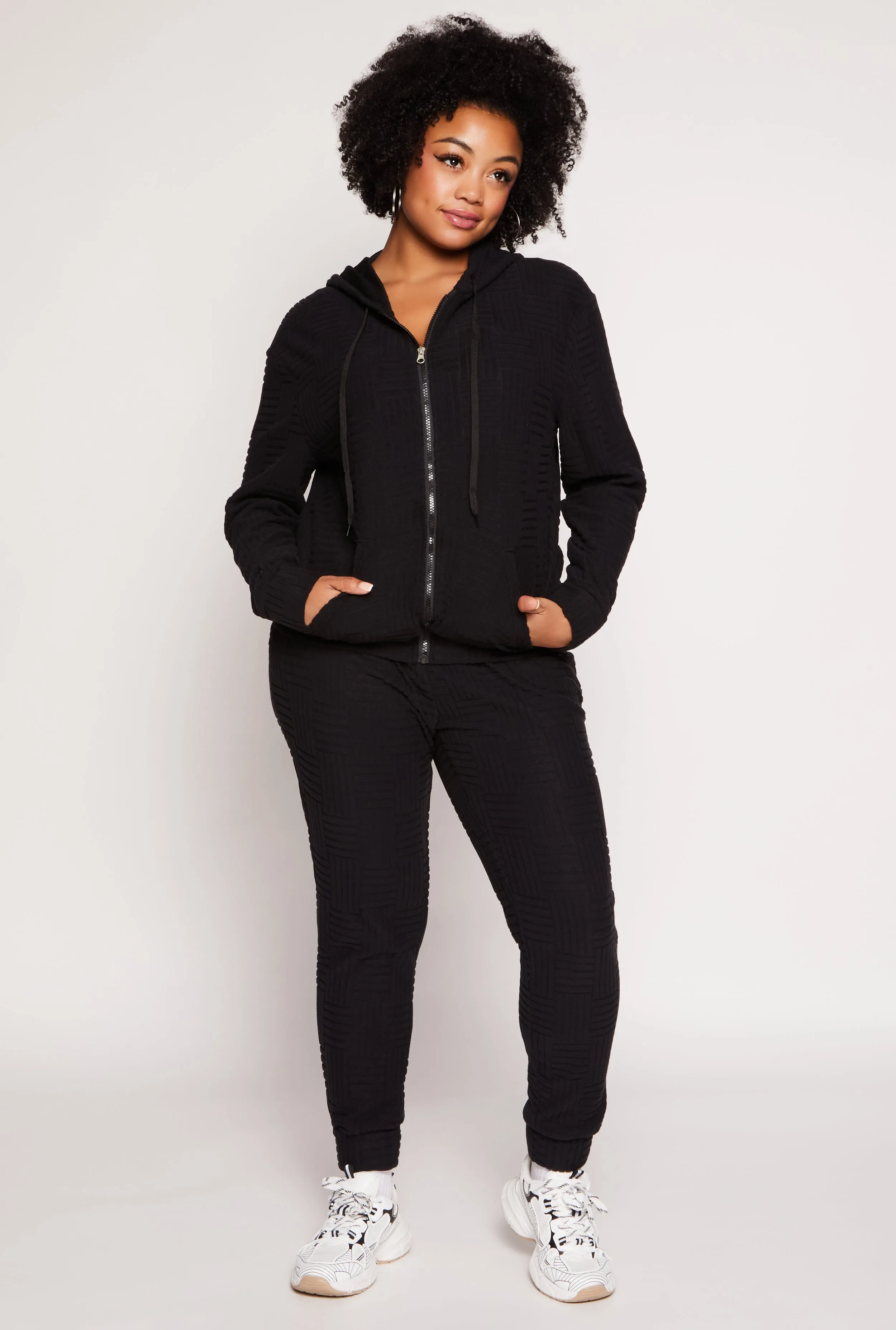 Plus Size Textured Knit Hooded Sweatshirt sold by Rainbow product image thumbnail 2