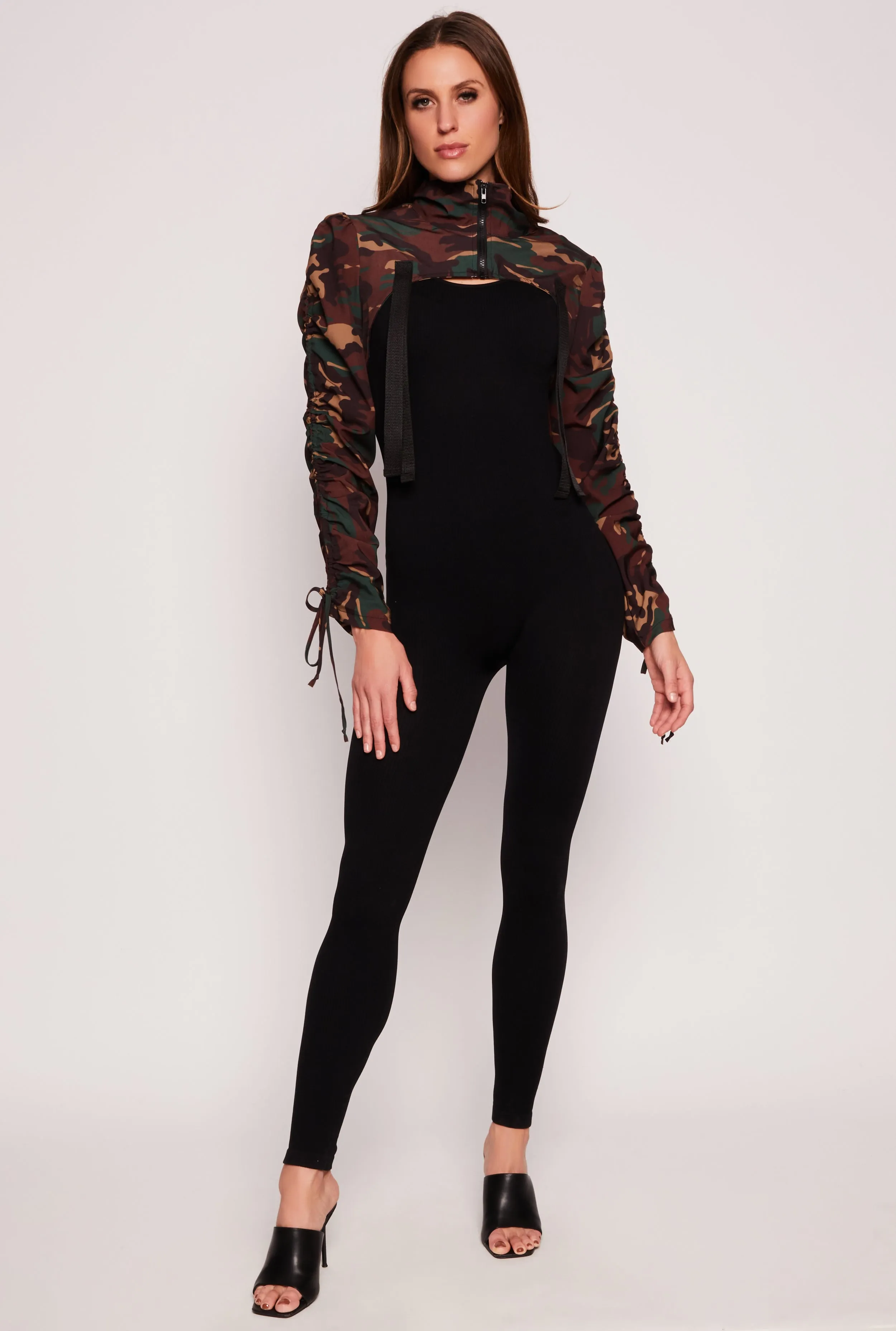 Camo Drawstring Sleeve Bolero Top sold by Rainbow product image thumbnail 2