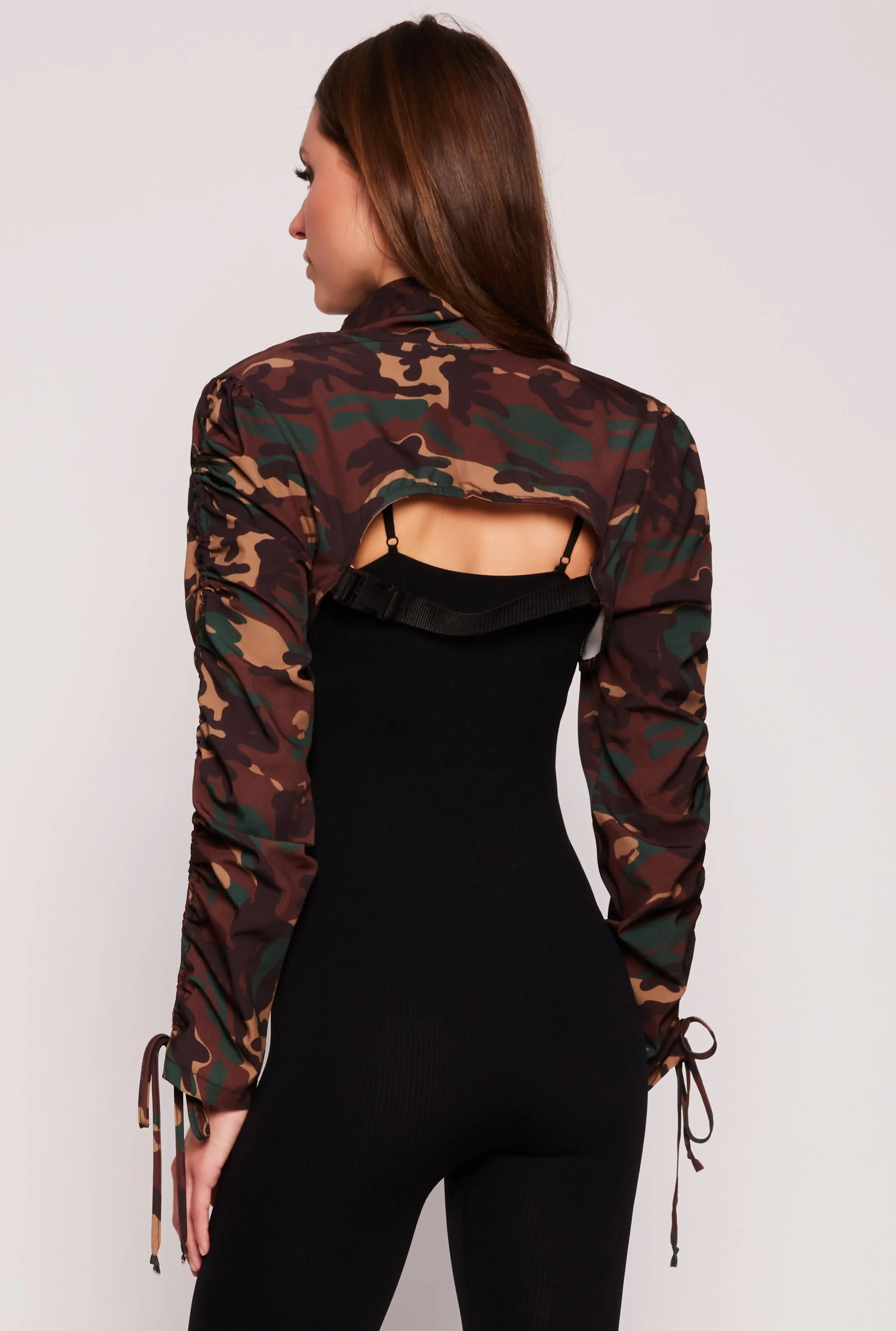 Camo Drawstring Sleeve Bolero Top sold by Rainbow product image thumbnail 3