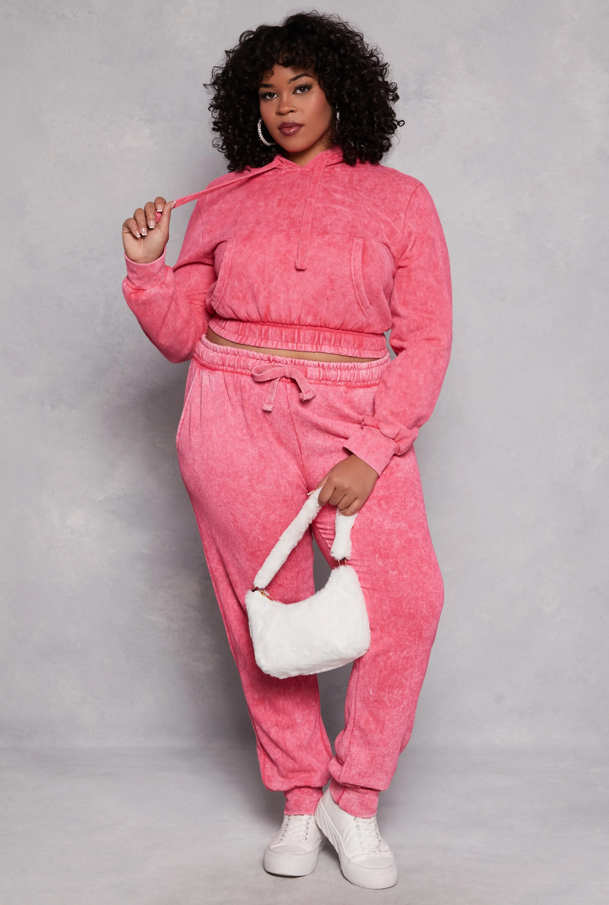 Plus Size Acid Wash Hooded Sweatshirt sold by Rainbow product image thumbnail 2