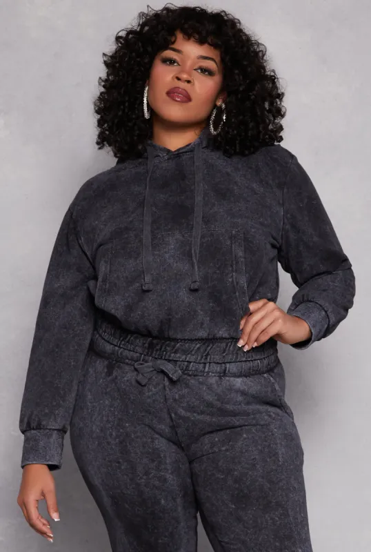 Plus Size Acid Wash Hooded Sweatshirt sold by Rainbow