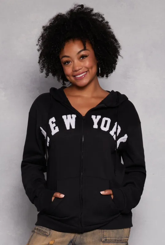 Plus Size New York Zip Front Hoodie sold by Rainbow