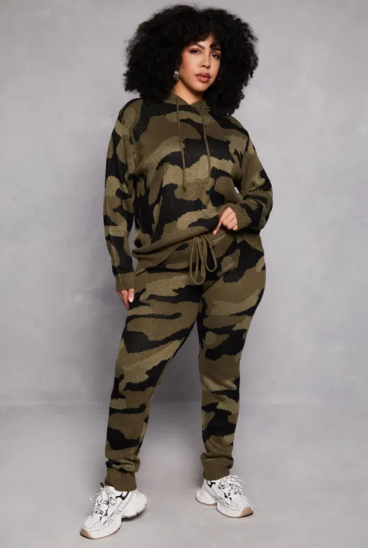 Plus Size Camo Knit Joggers sold by Rainbow