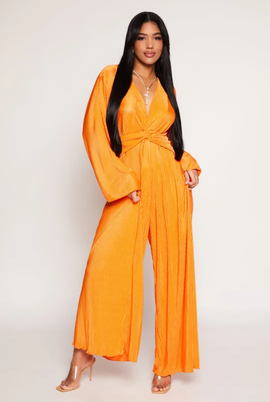 Plisse Twist Front Jumpsuit sold by Rainbow