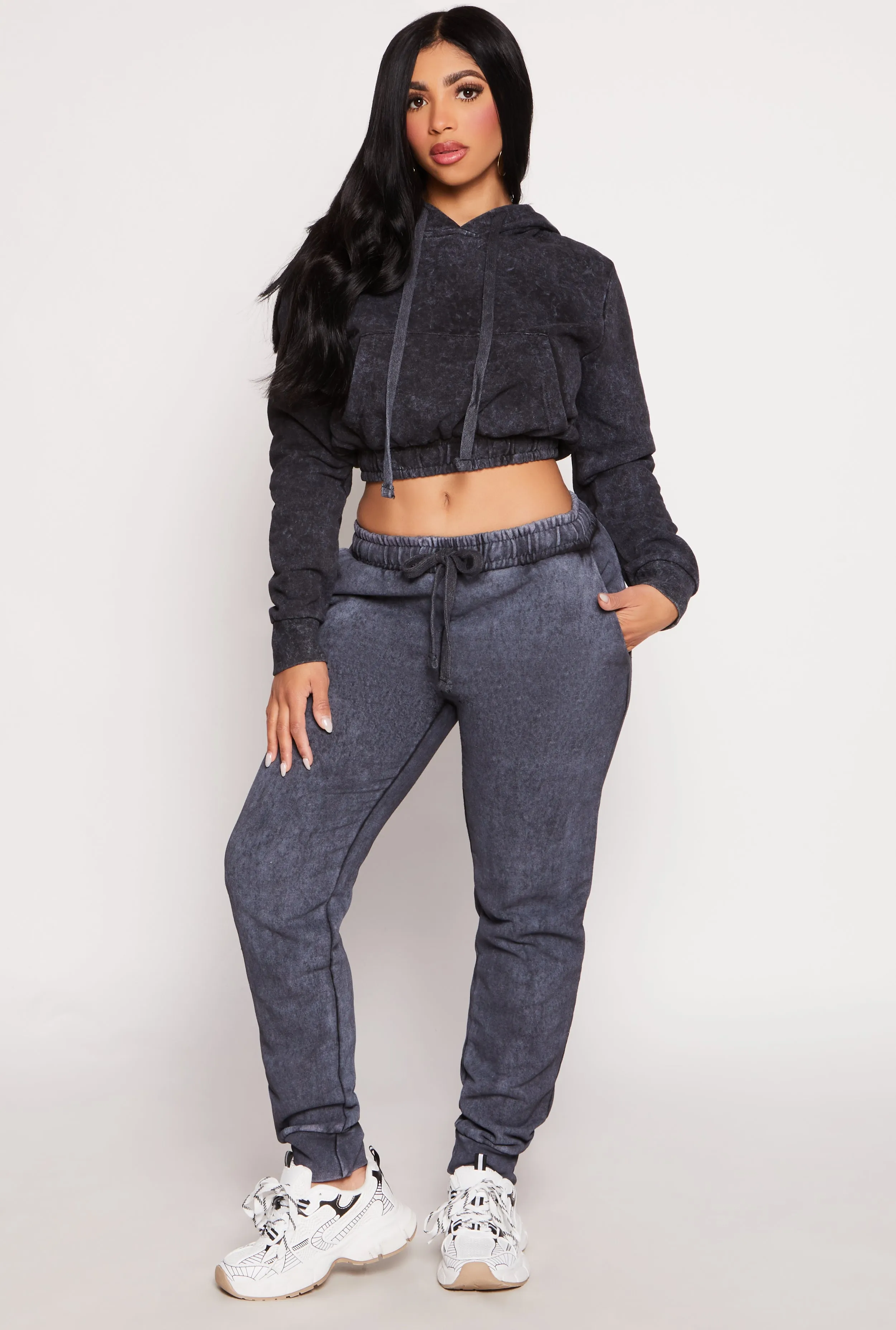 Fleece Acid Wash Drawstring Joggers sold by Rainbow