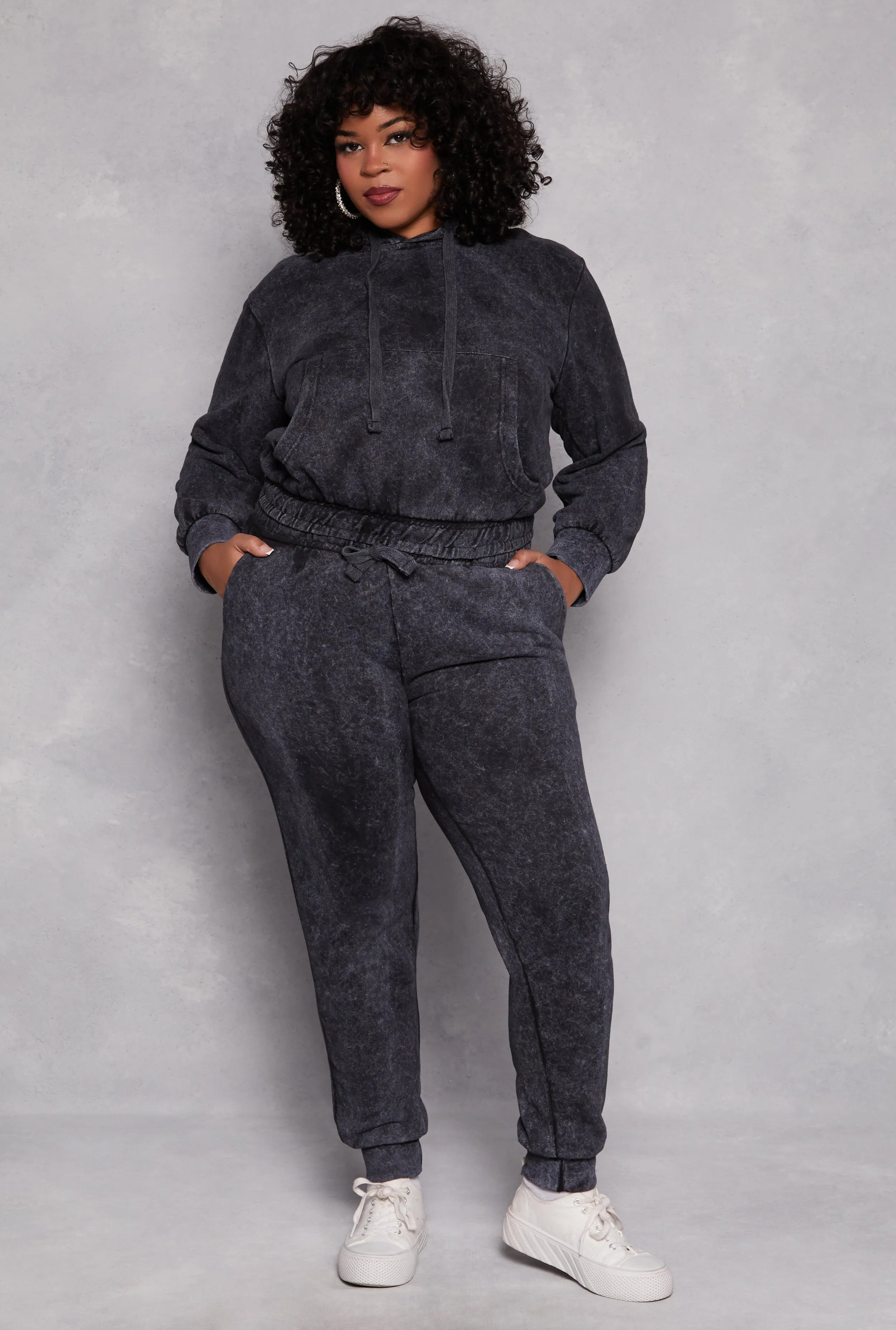 Plus Size Acid Wash Drawstring Joggers sold by Rainbow