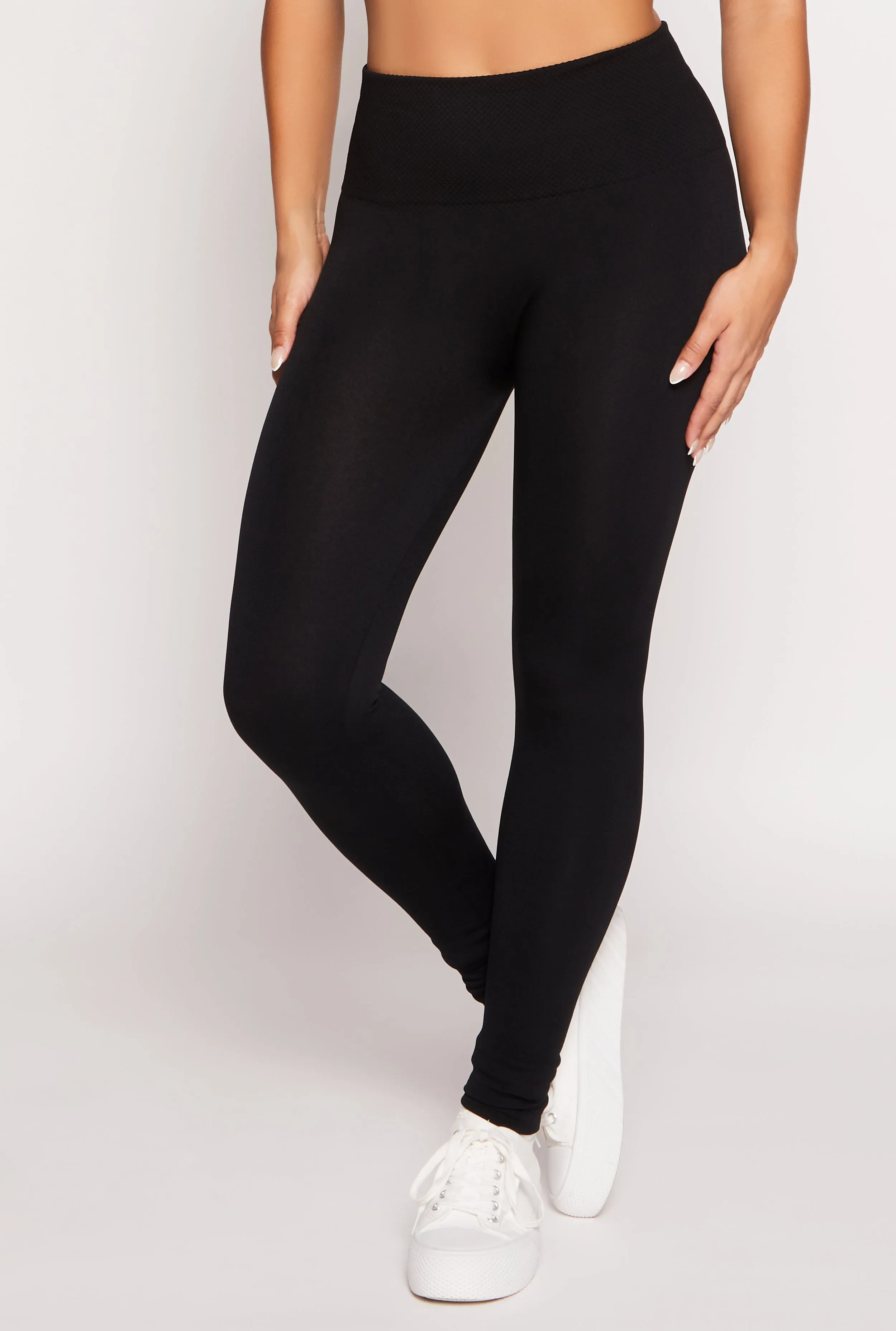 Waffle Knit Waist Fleece Lined Leggings sold by Rainbow product image thumbnail 2