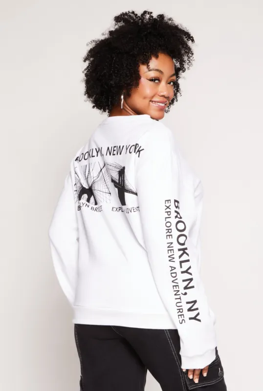 Plus Size Brooklyn Bridge Graphic Pullover Sweatshirt made by Rainbow