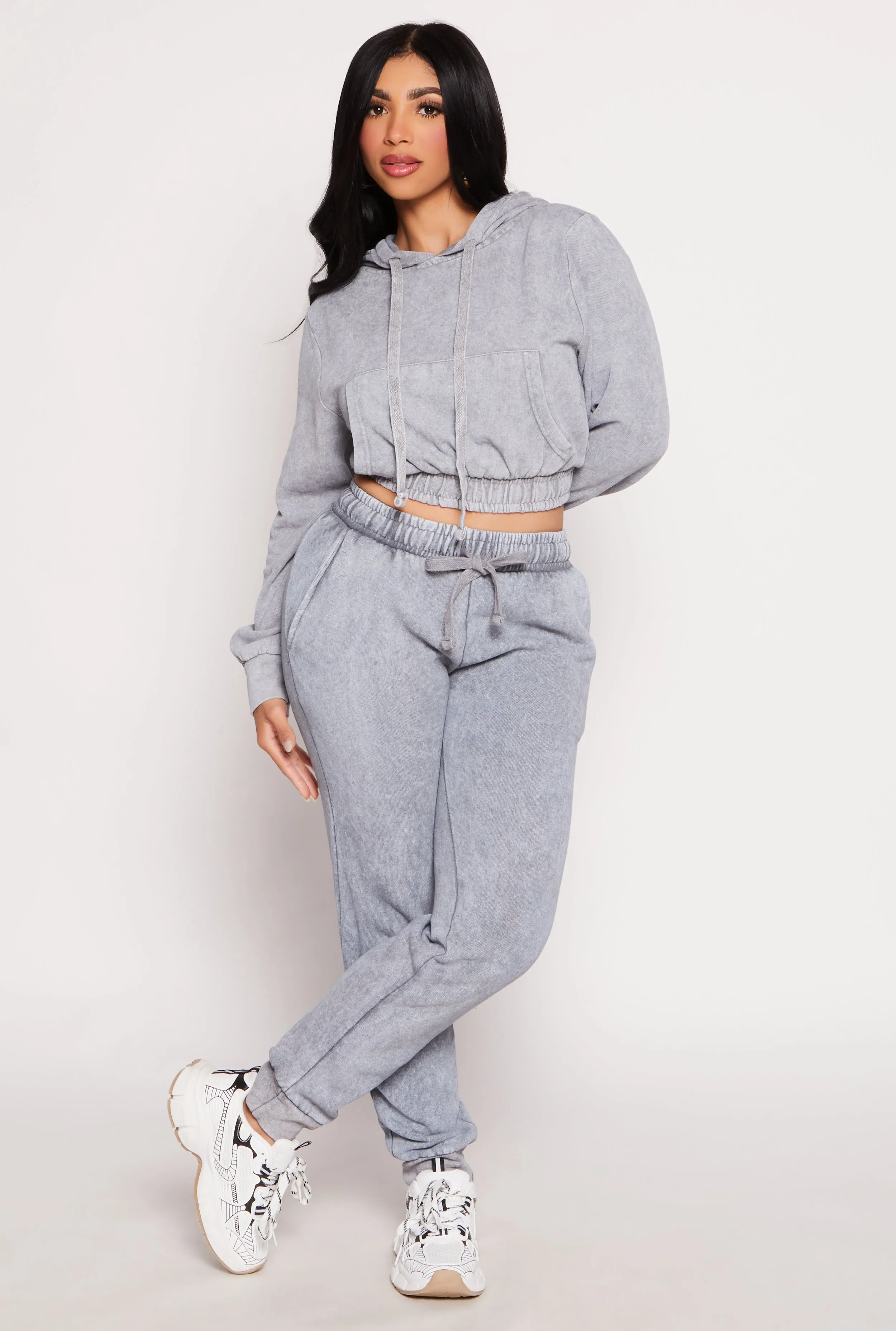 Acid Wash Cropped Pullover Hoodie sold by Rainbow product image thumbnail 2