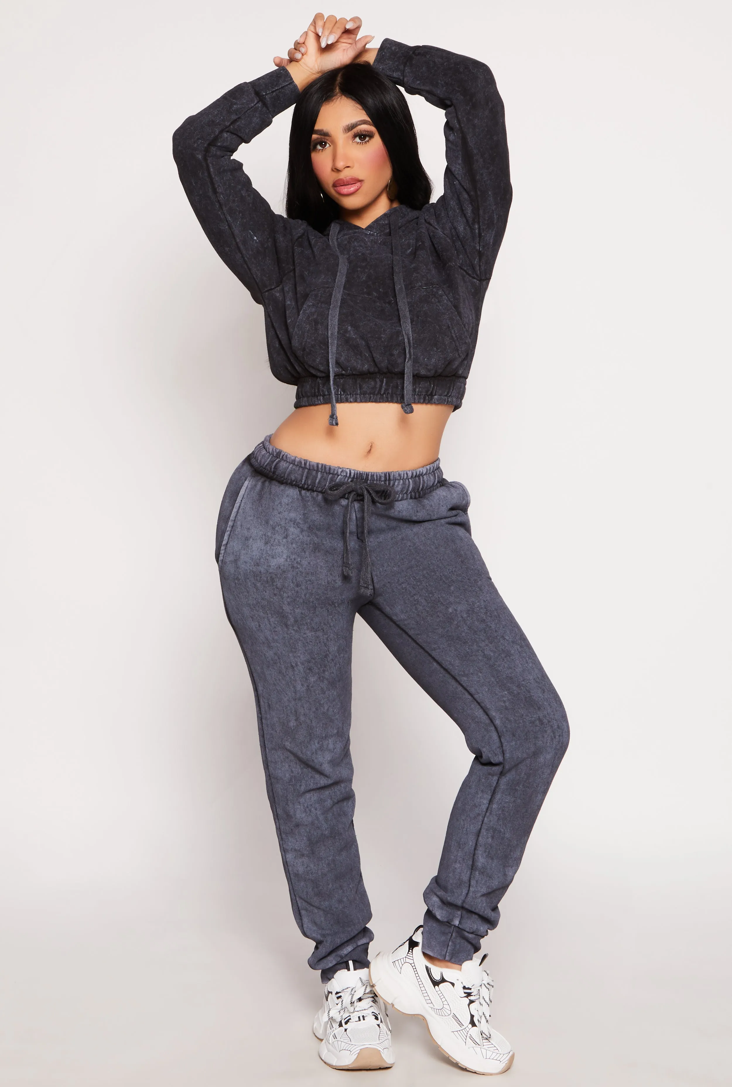 Acid Wash Cropped Pullover Hoodie sold by Rainbow product image thumbnail 2