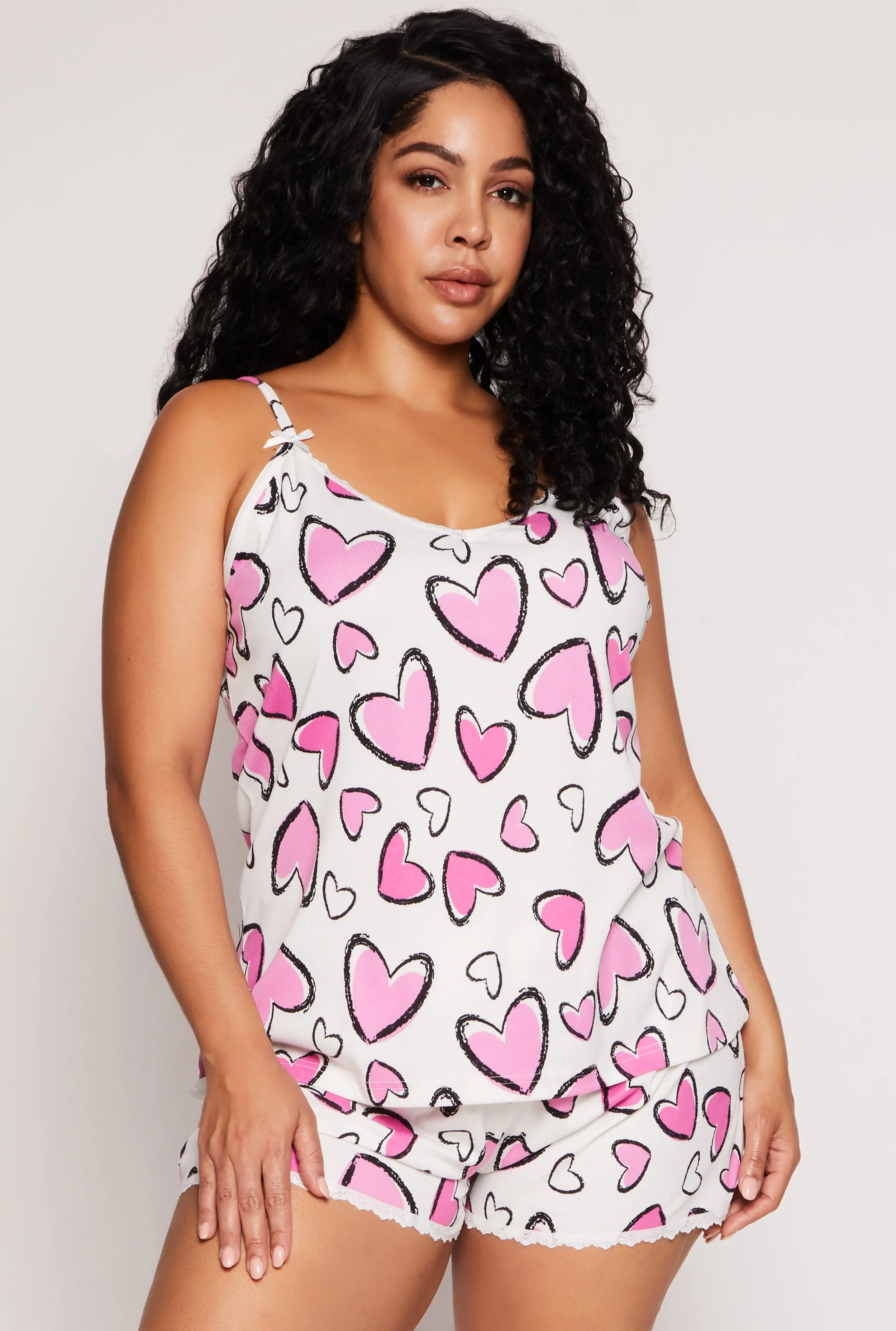 Plus Size Heart Print Pajama Cami and Shorts sold by Rainbow