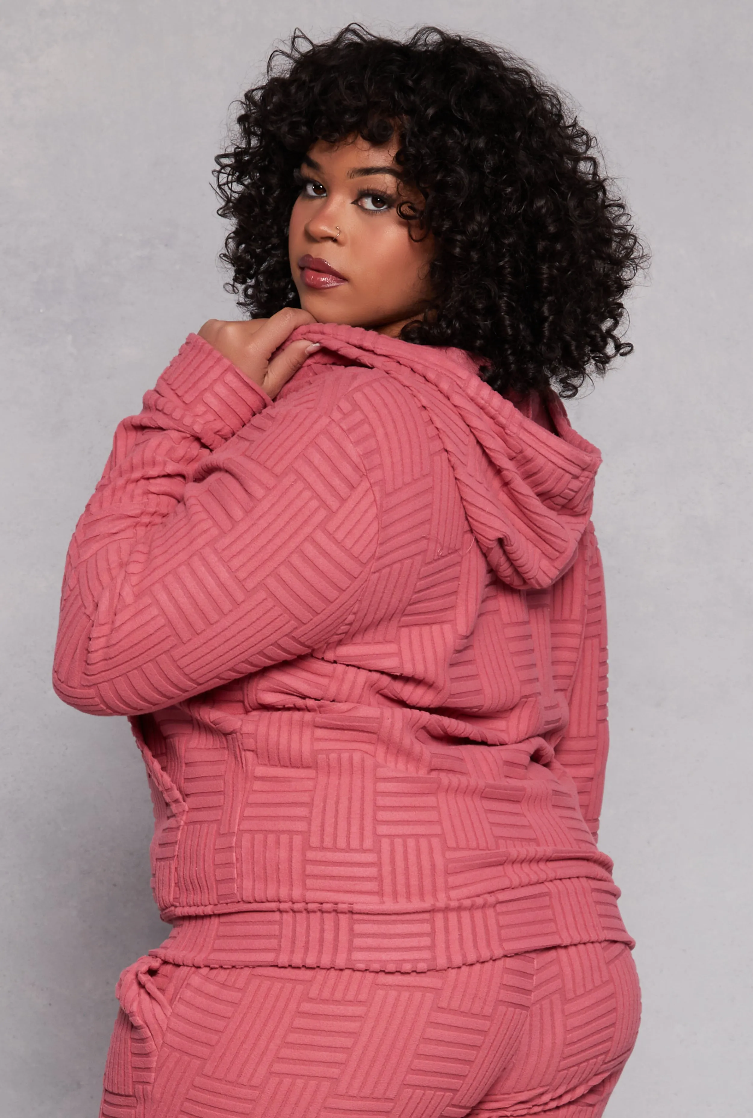 Plus Size Textured Knit Hooded Sweatshirt sold by Rainbow product image thumbnail 3