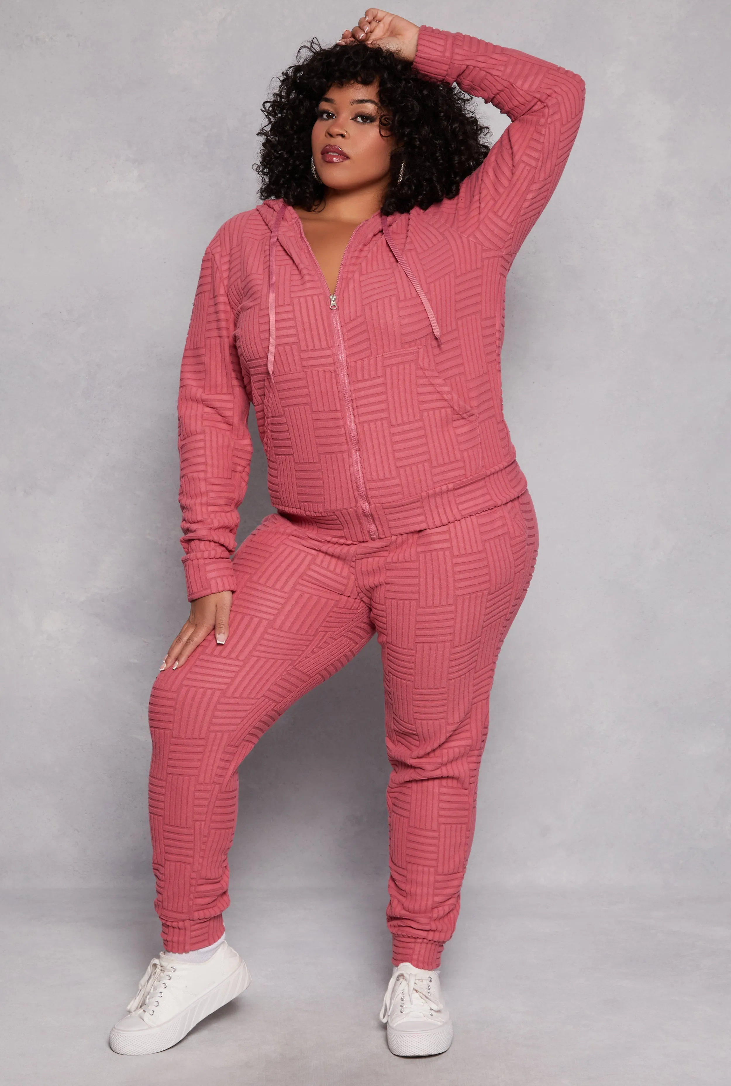 Plus Size Textured Knit Hooded Sweatshirt sold by Rainbow product image thumbnail 2