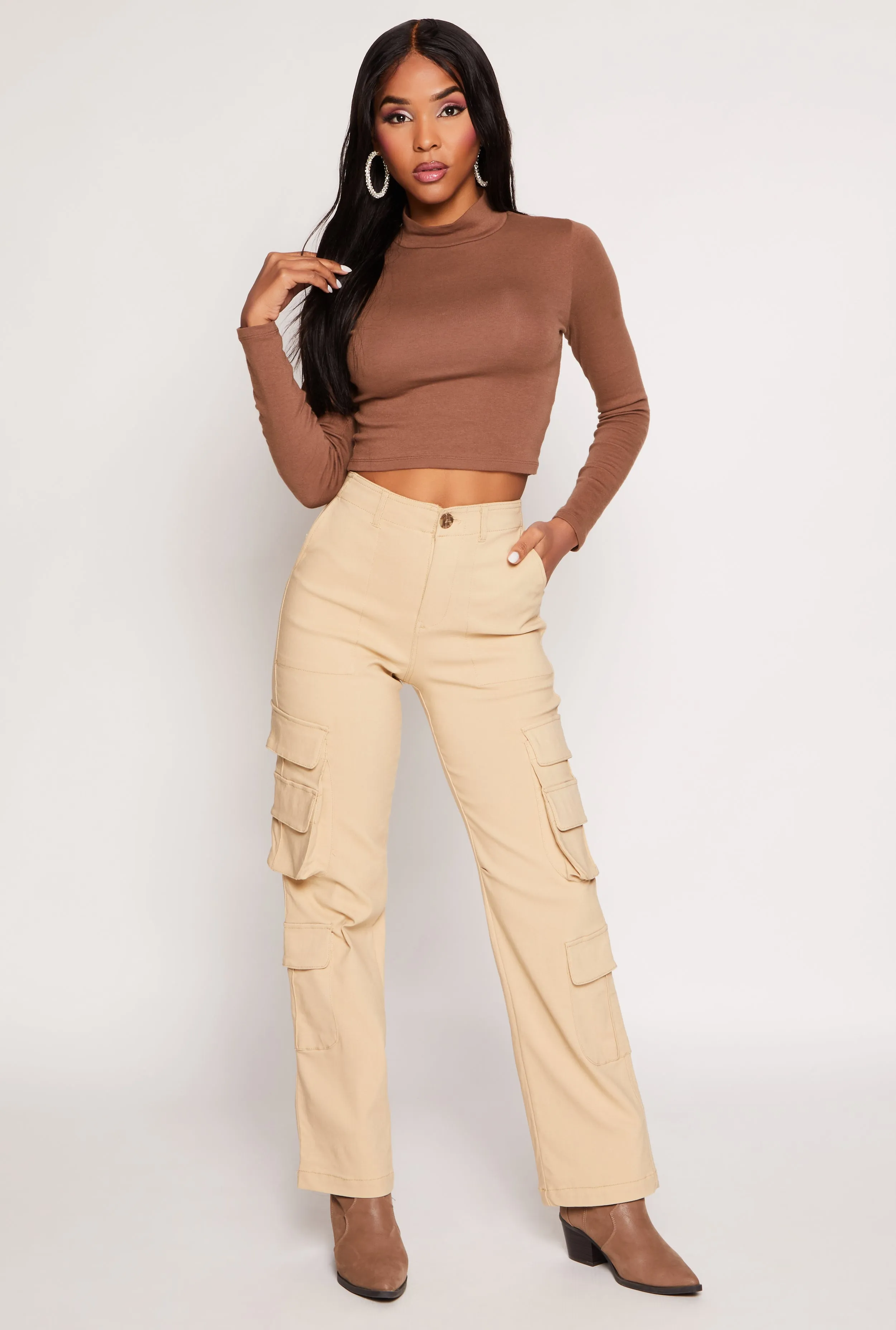 Haute Monde Straight Leg Cargo Pants sold by Rainbow