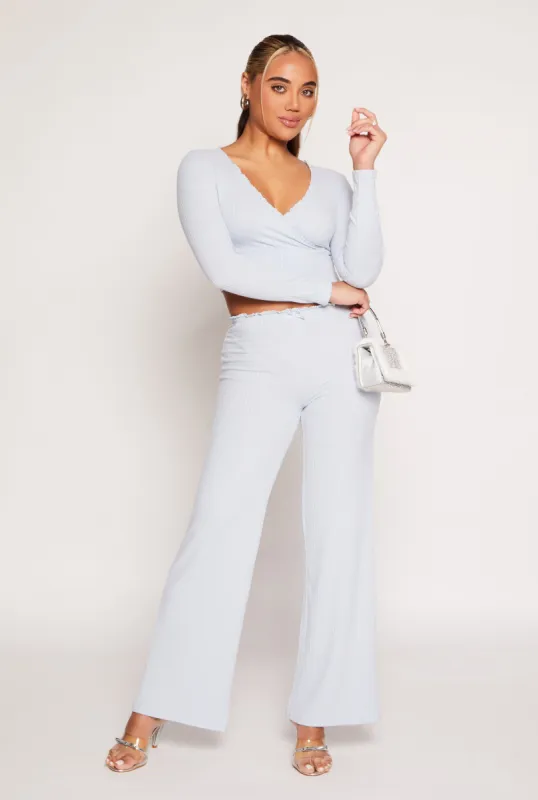 Almost Famous Lace Trim Wide Leg Pants sold by Rainbow