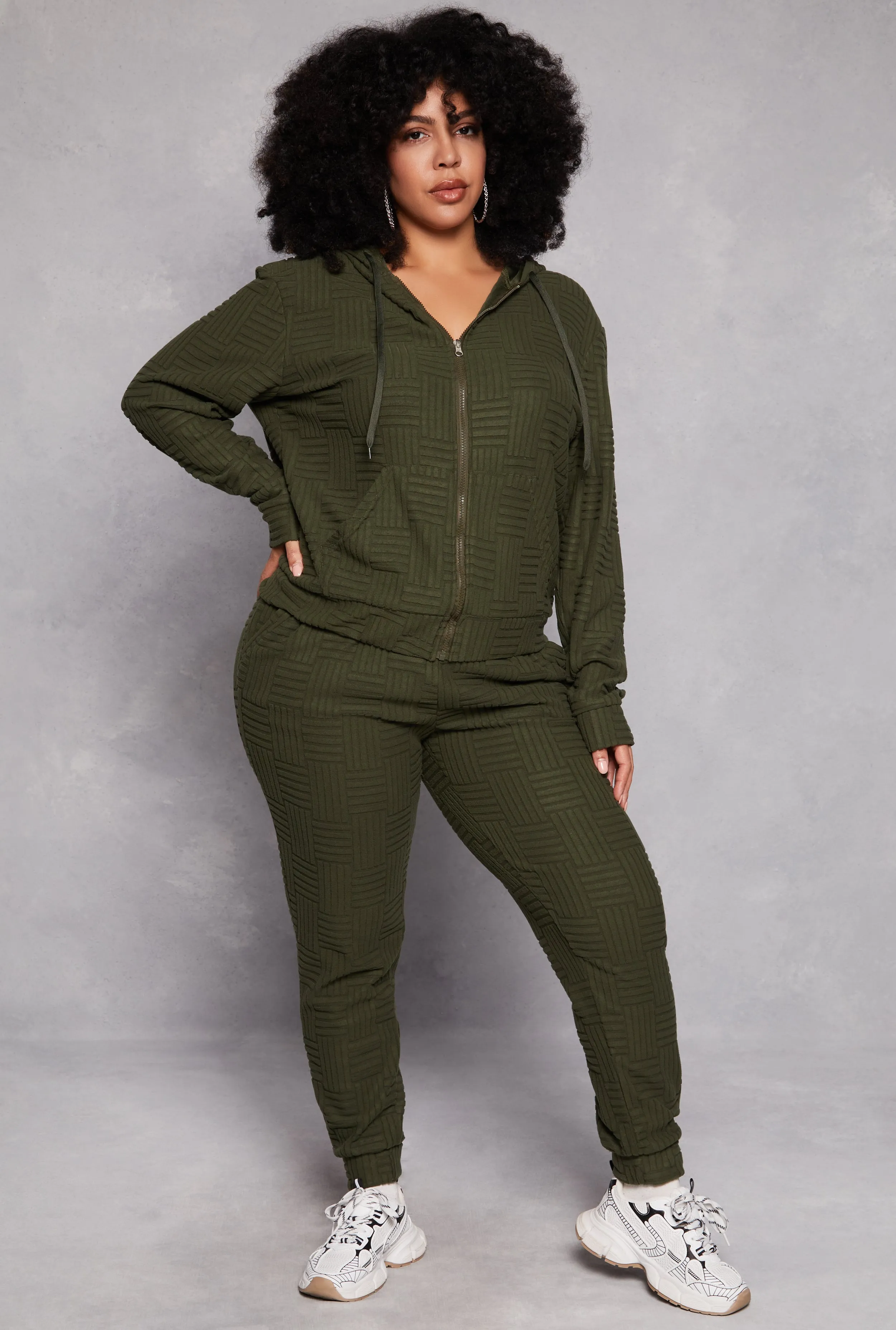 Plus Size Textured Knit Hooded Sweatshirt sold by Rainbow product image thumbnail 2