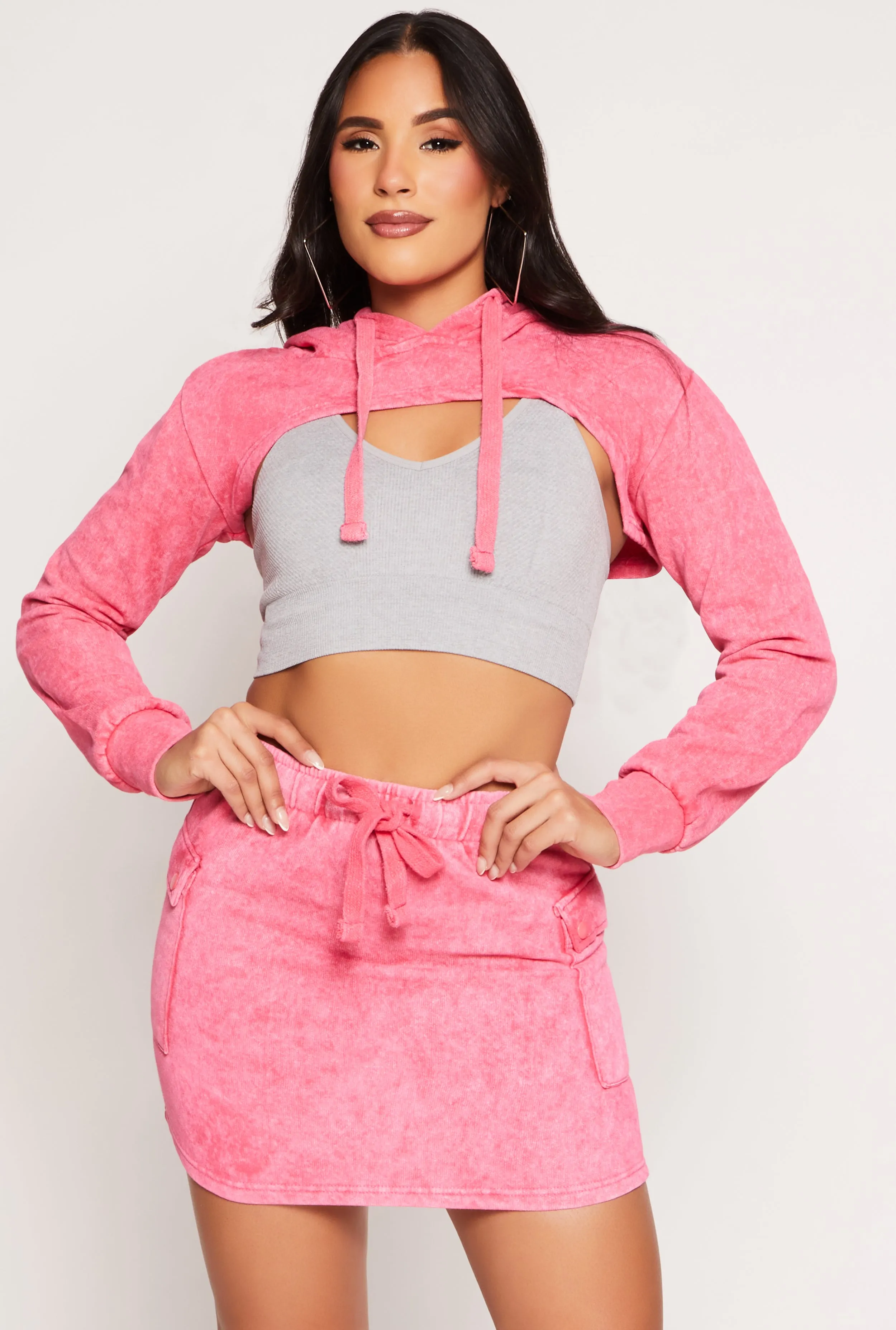 Mineral Wash Hooded Shrug Sweatshirt sold by Rainbow