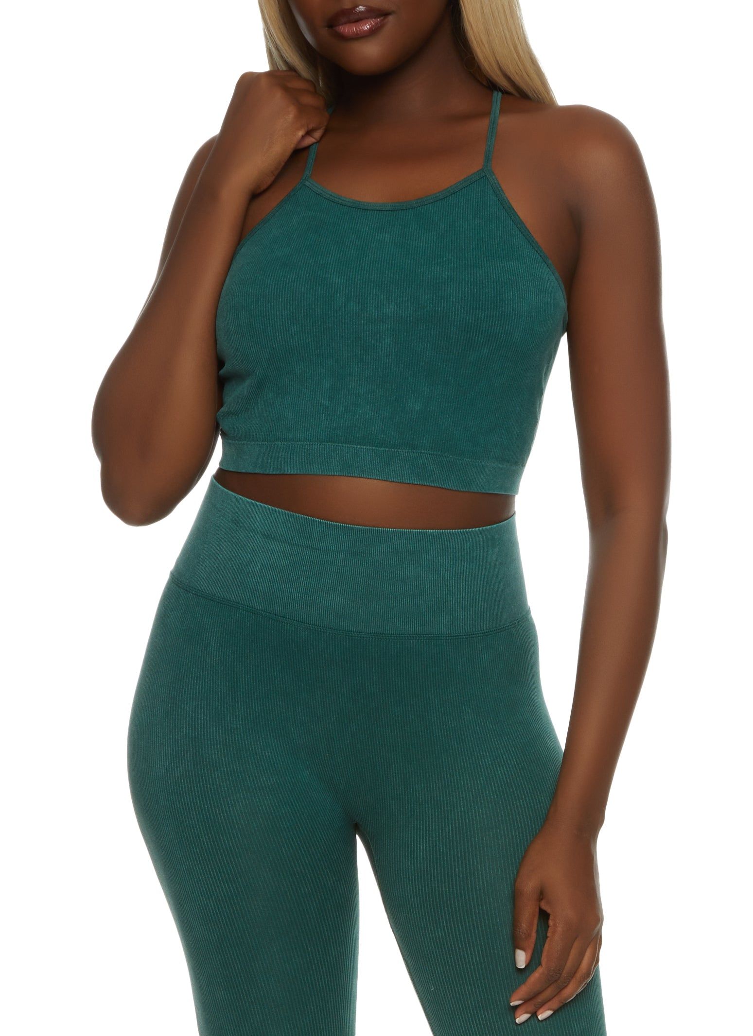 Seamless Compression Rib Racerback Cropped Cami sold by Rainbow