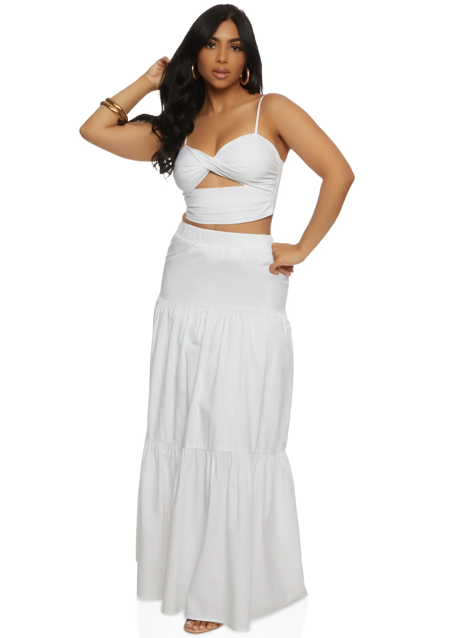 Poplin Twist Front Cut Out Crop Top sold by Rainbow product image thumbnail 2