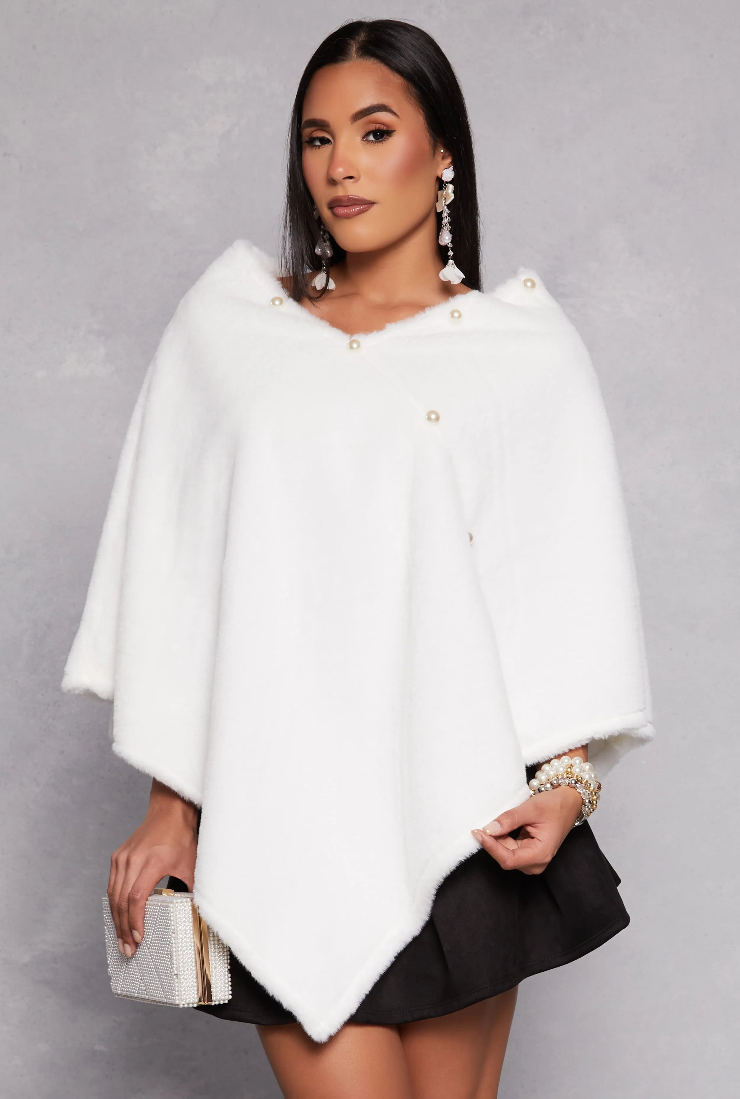 Faux Pearl Trim Poncho sold by Rainbow