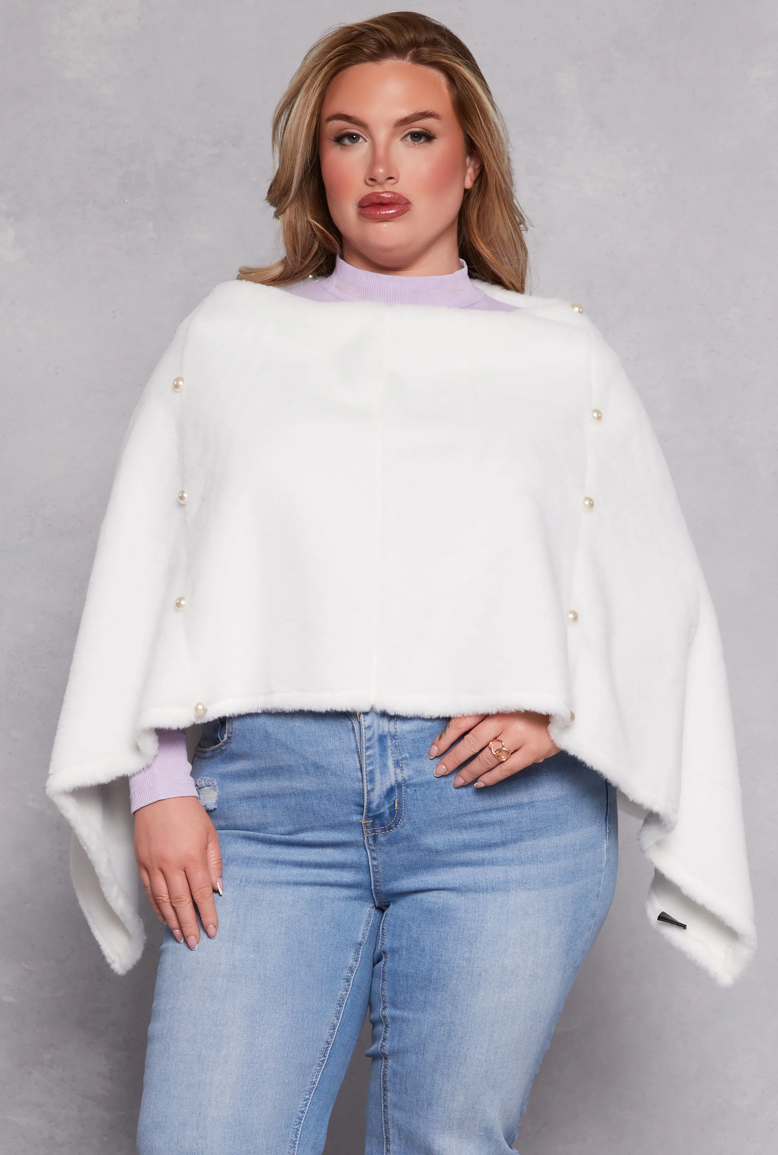 Faux Pearl Trim Poncho sold by Rainbow product image thumbnail 5