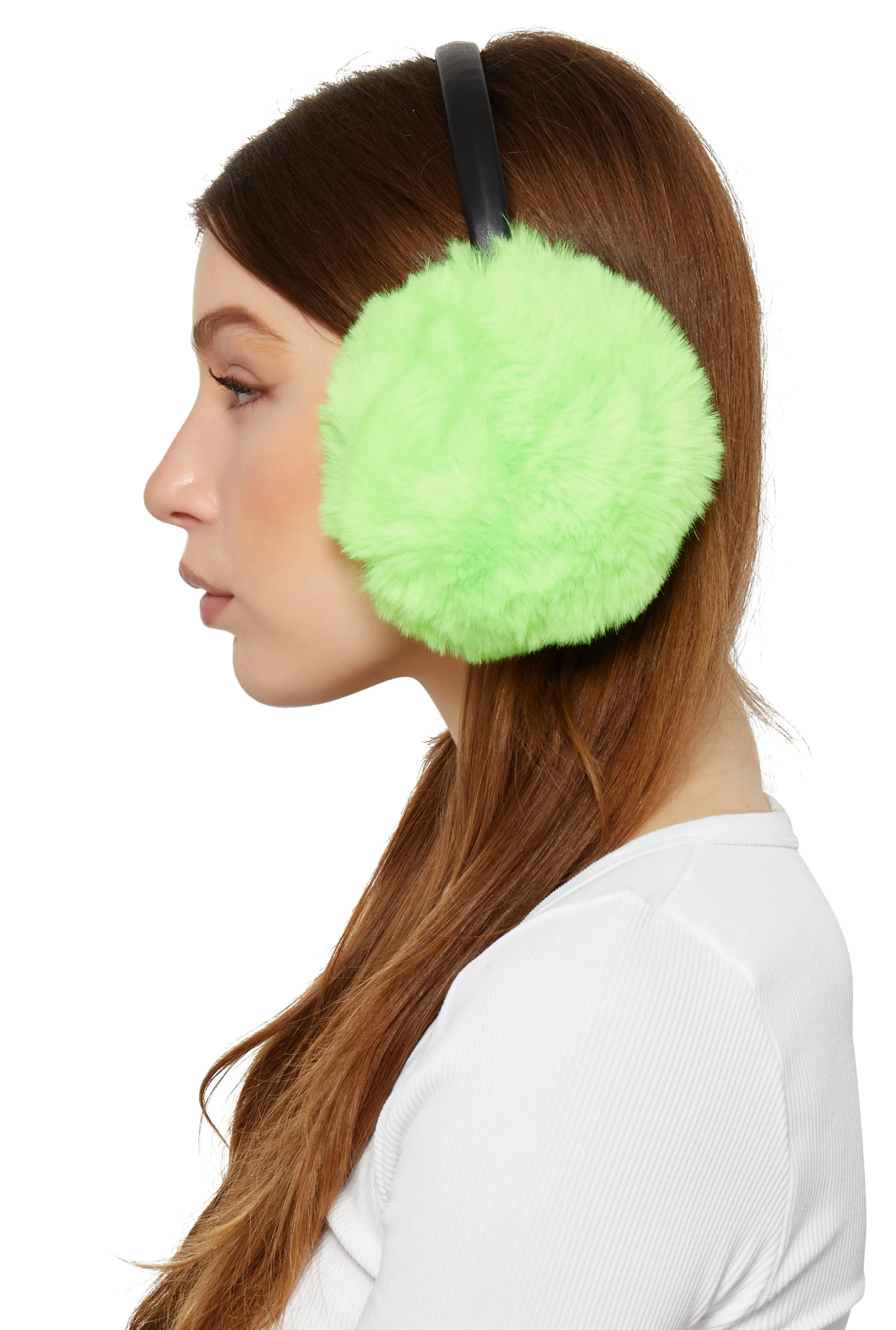 Faux Leather Band Faux Fur Earmuffs sold by Rainbow product image thumbnail 2