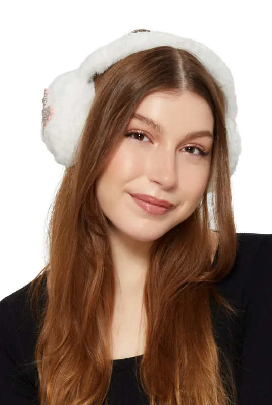 Rhinestone Butterfly Faux Fur Earmuffs sold by Rainbow