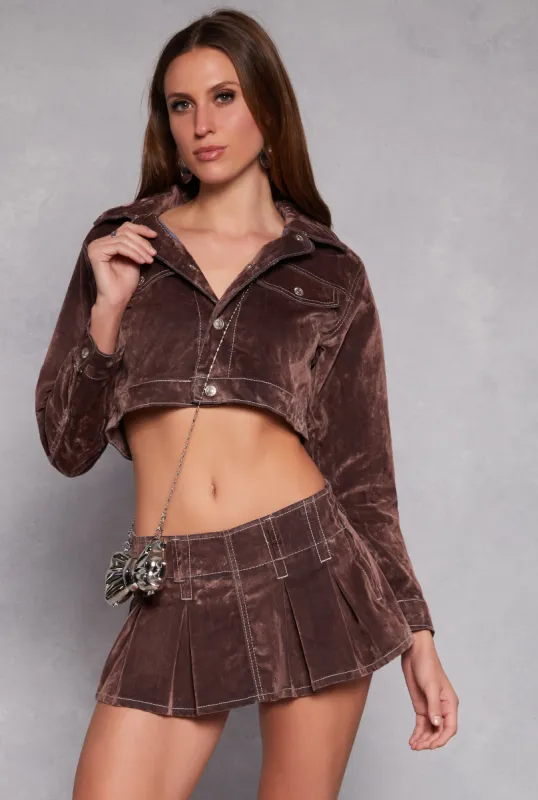 Almost Famous Velvet Flocked Denim Jacket sold by Rainbow