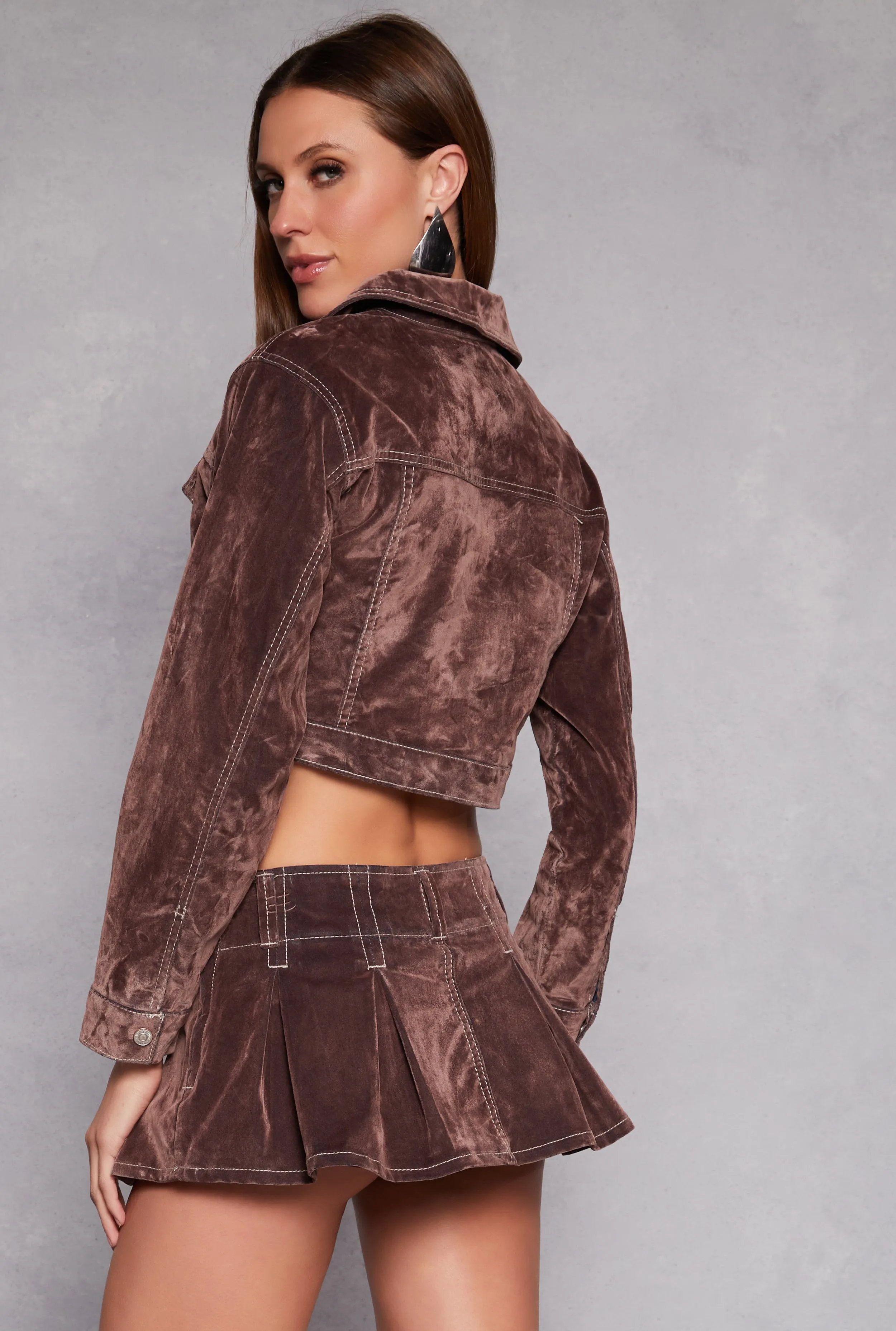 Almost Famous Velvet Flocked Denim Jacket sold by Rainbow product image thumbnail 3