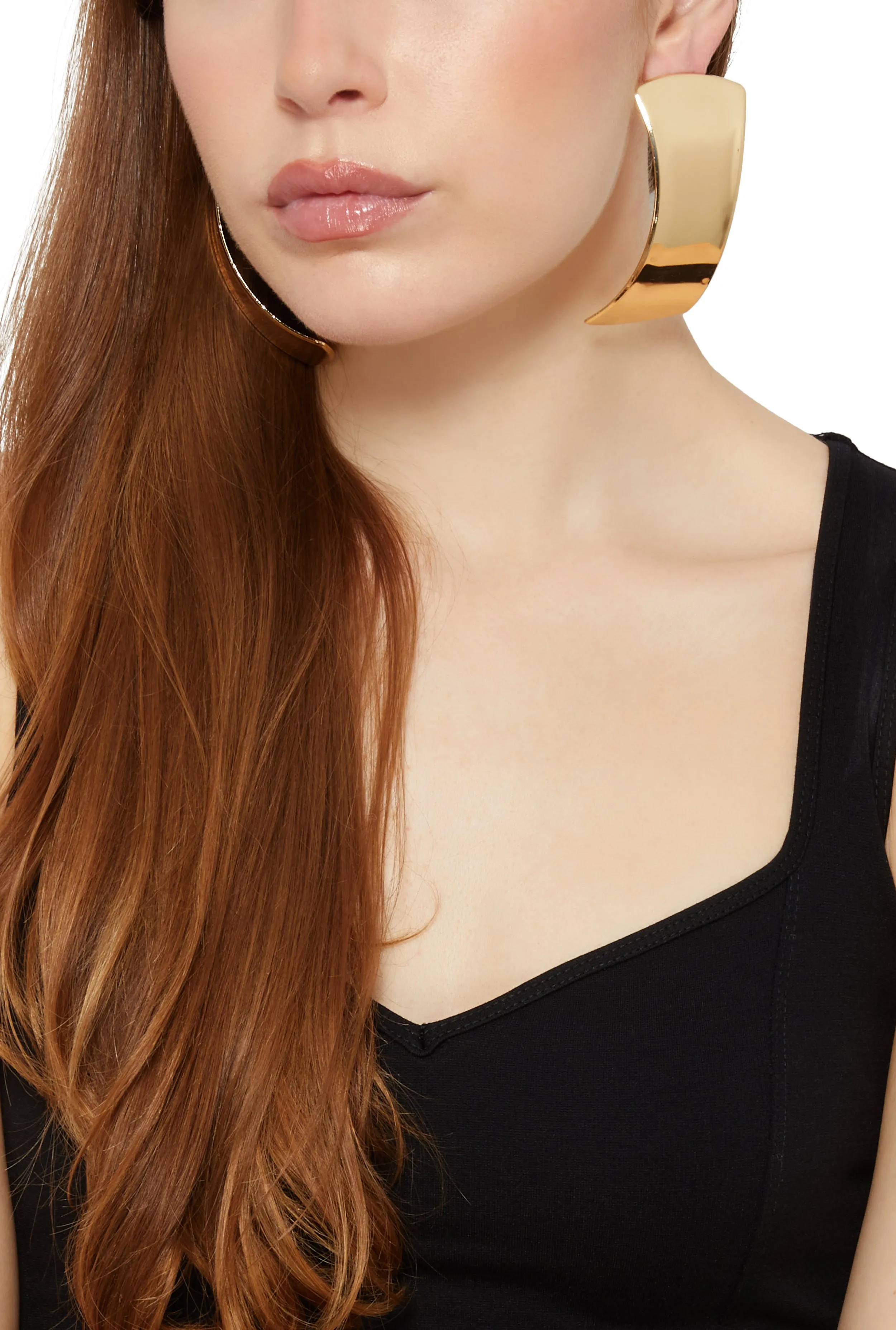 Curved Metallic Drop Earrings sold by Rainbow