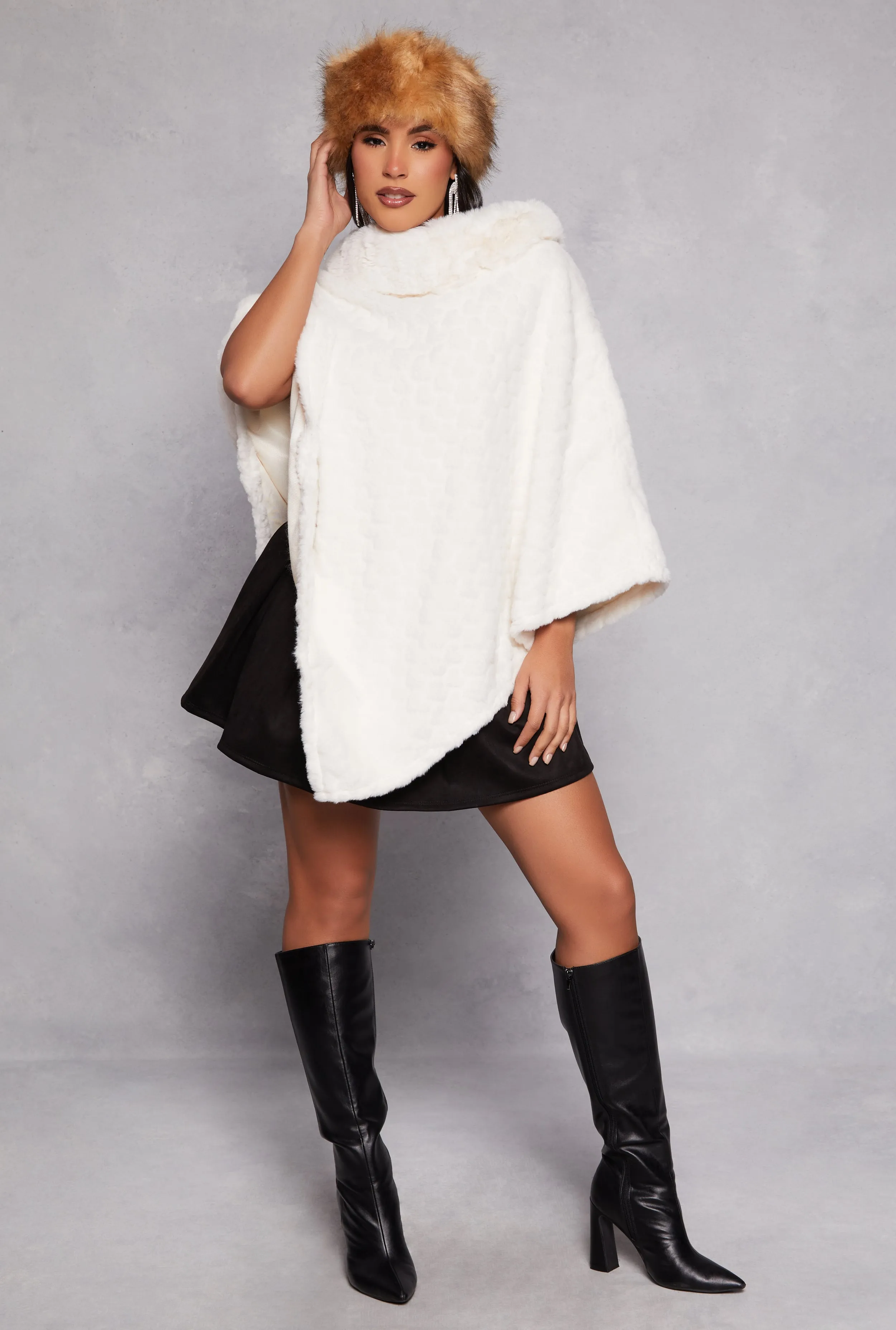 Heart Patterned Faux Fur Poncho sold by Rainbow product image thumbnail 2