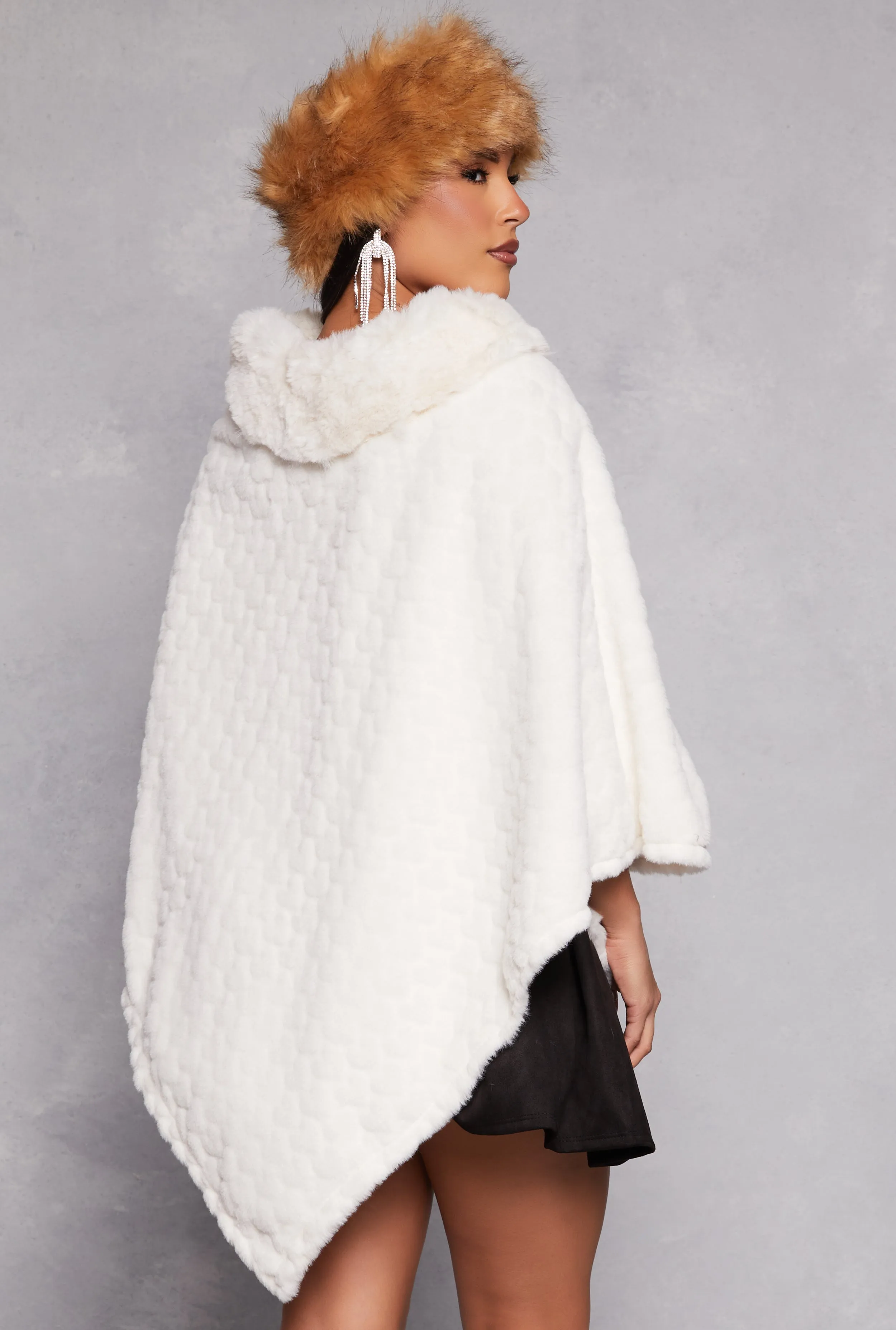 Heart Patterned Faux Fur Poncho sold by Rainbow product image thumbnail 3