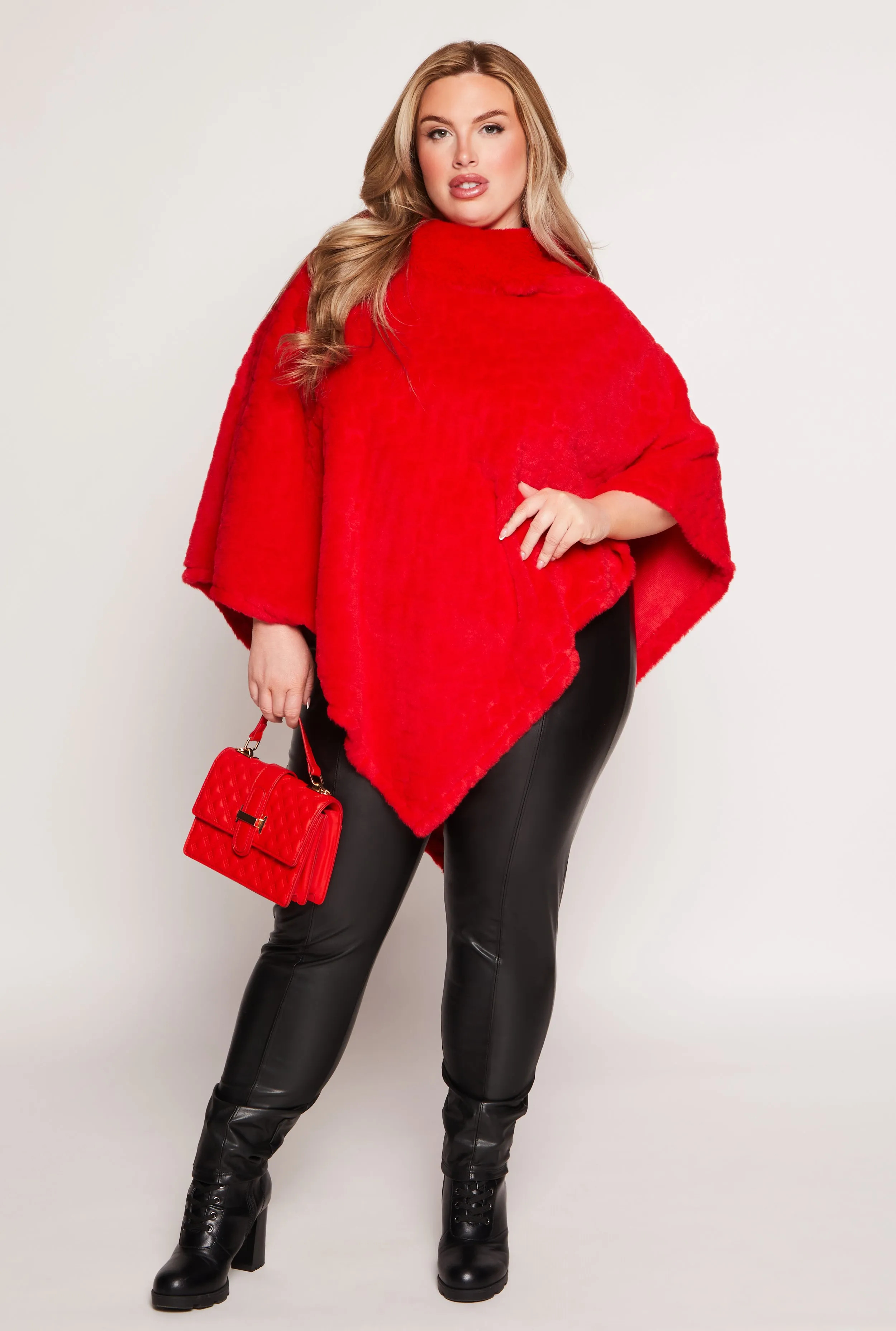 Heart Patterned Faux Fur Poncho sold by Rainbow product image thumbnail 2
