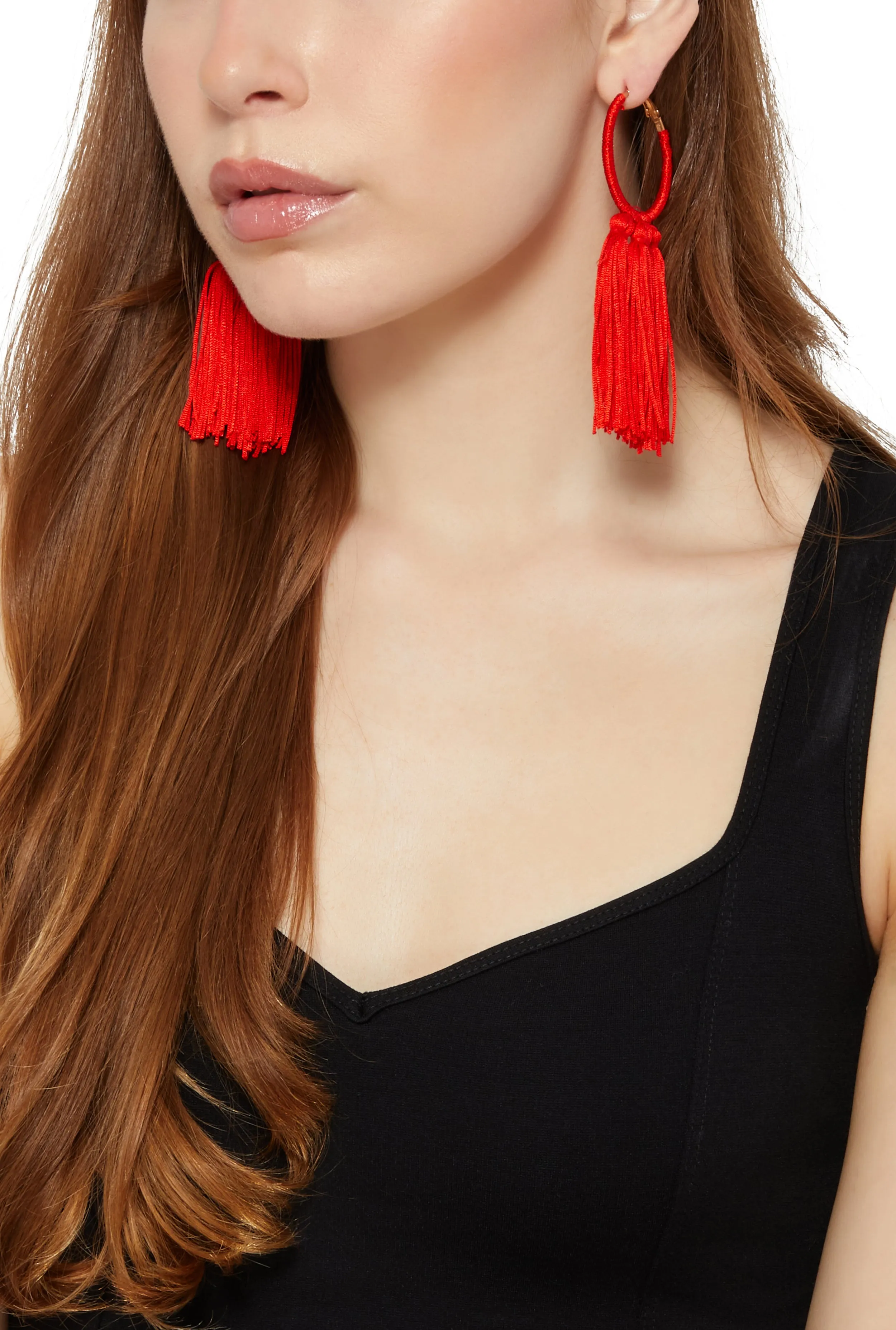 Tassel Hoop Earrings sold by Rainbow