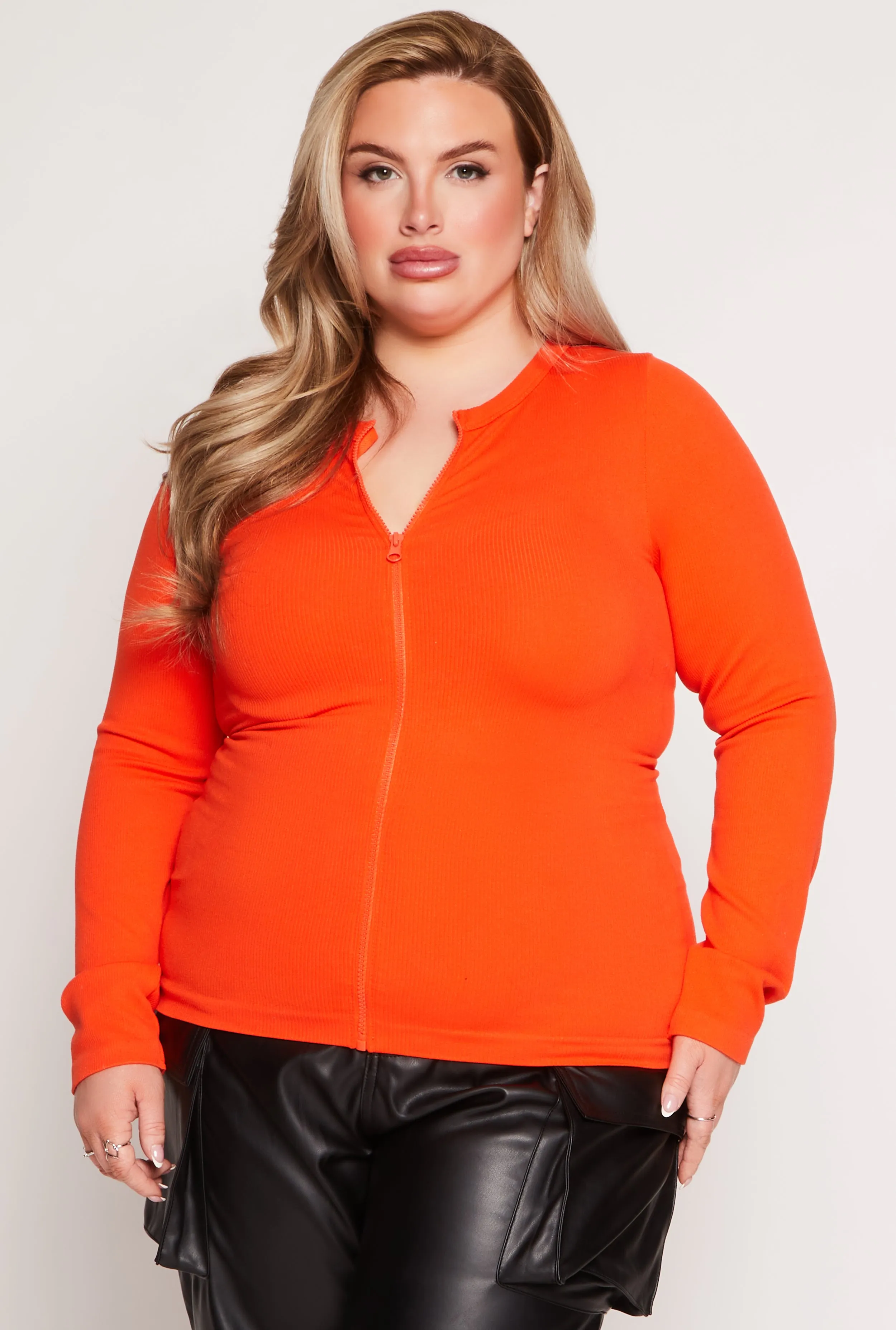 Plus Size Seamless Zip Front Top sold by Rainbow