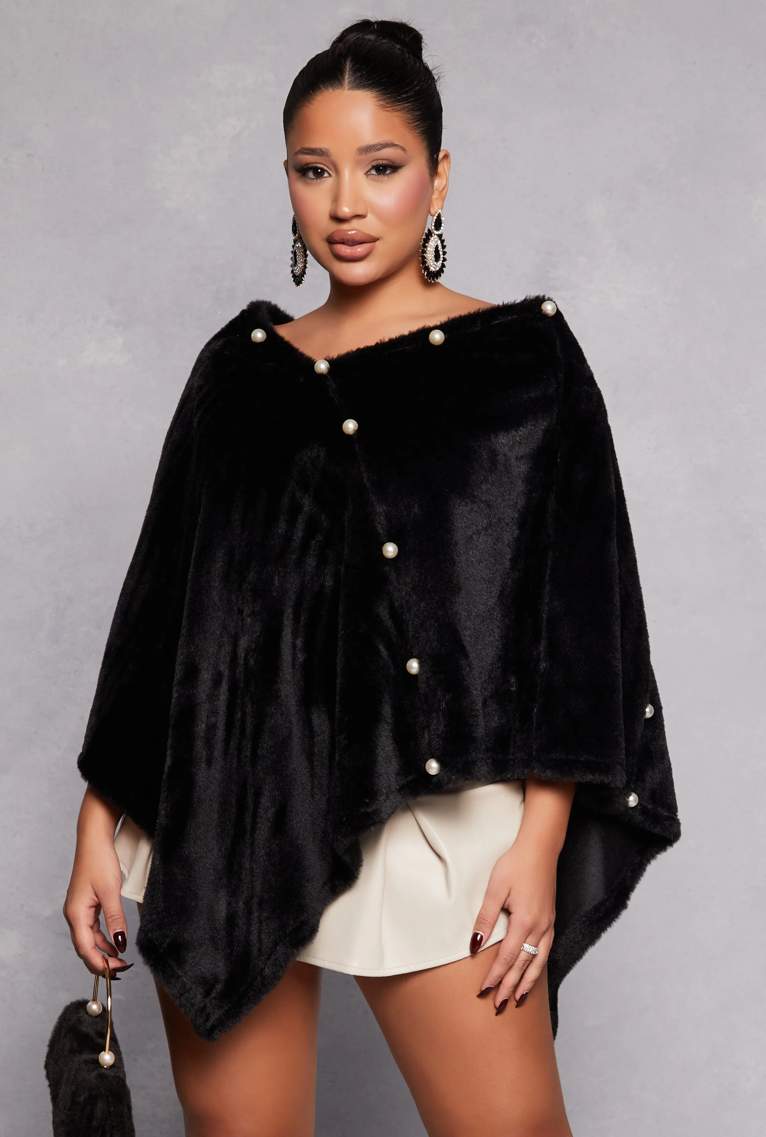 Faux Pearl Trim Poncho sold by Rainbow product image thumbnail 5