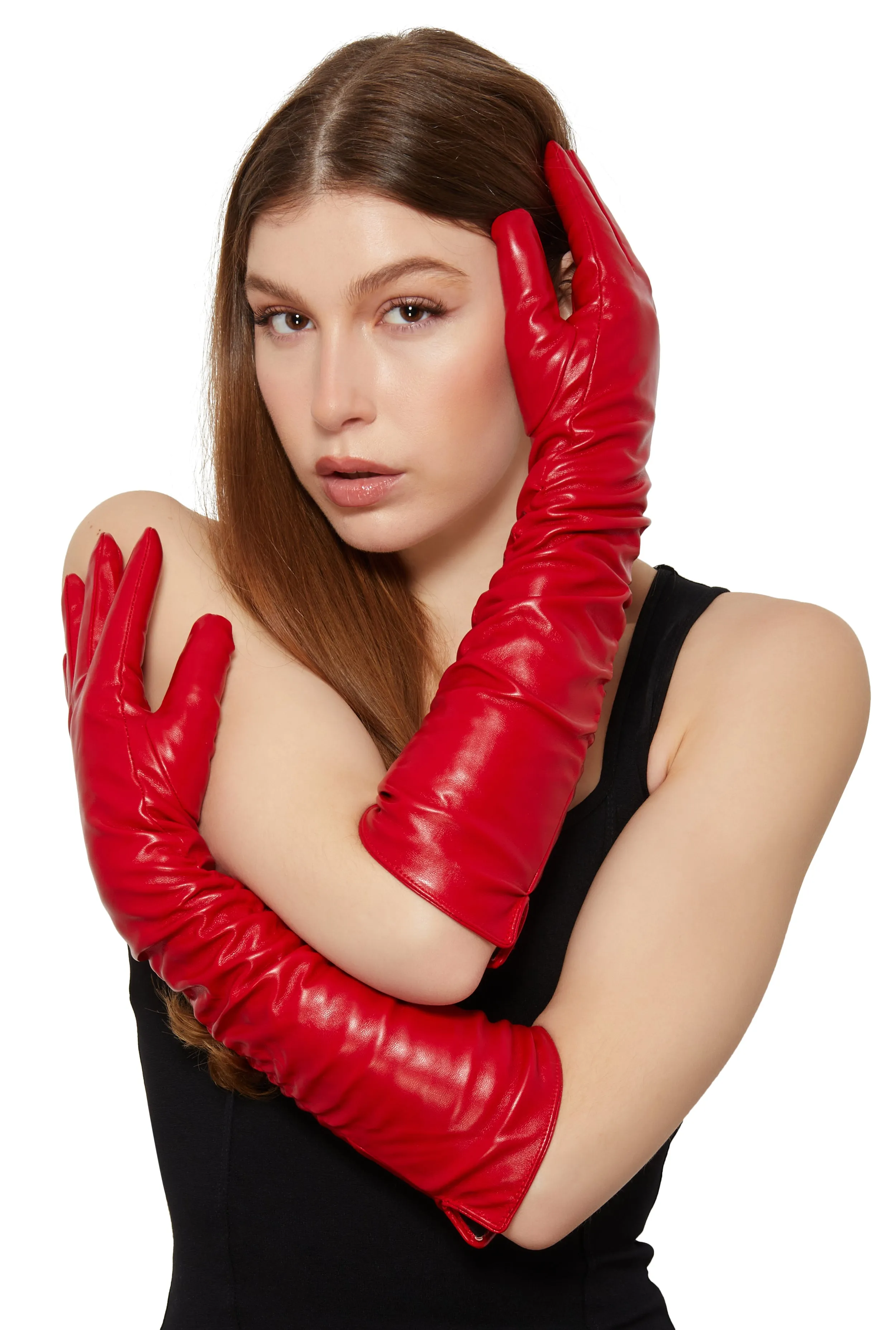 Faux Leather Ruched Gloves sold by Rainbow
