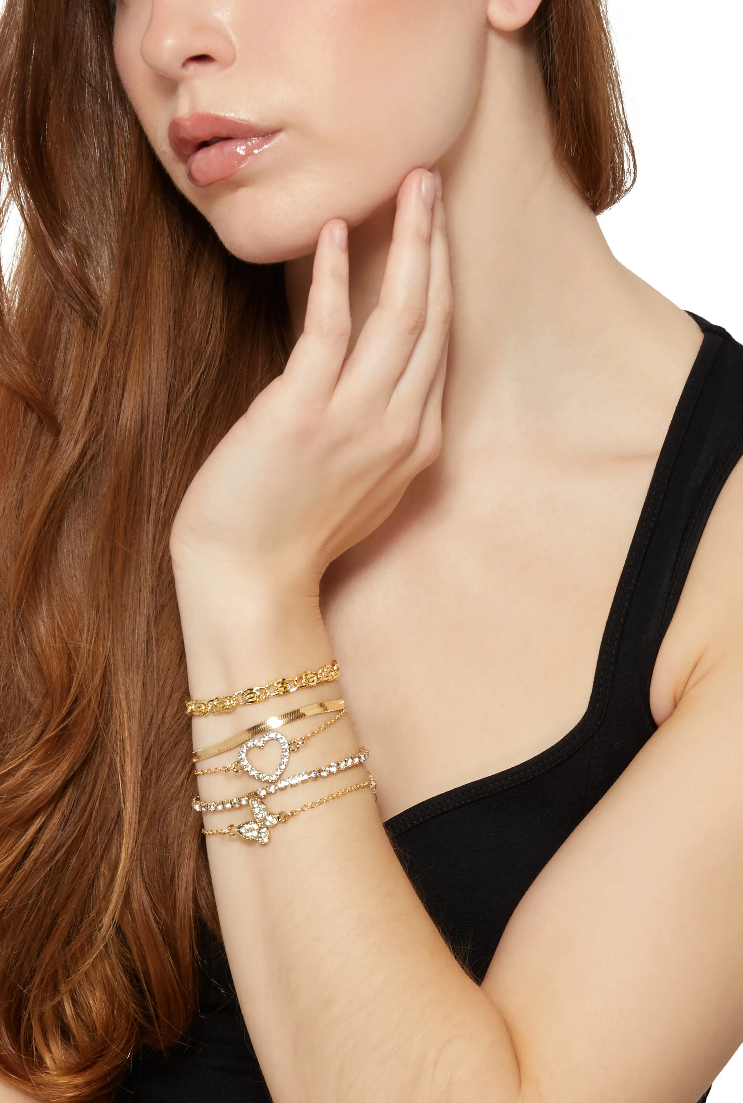 Cubic Zirconia Heart Assorted Bracelets Set of 5 sold by Rainbow