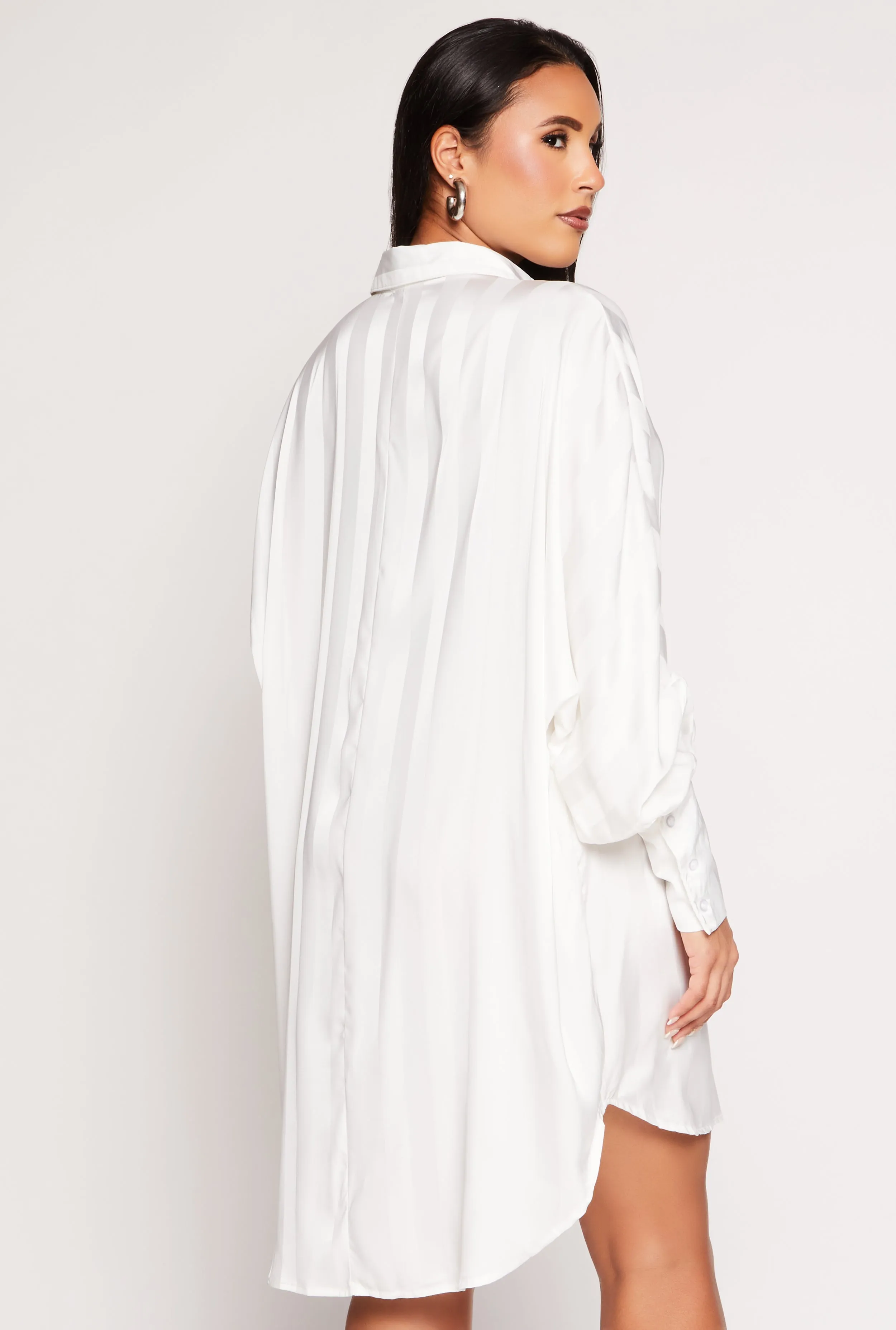 Shadow Stripe Button Front Shirt Dress sold by Rainbow product image thumbnail 3