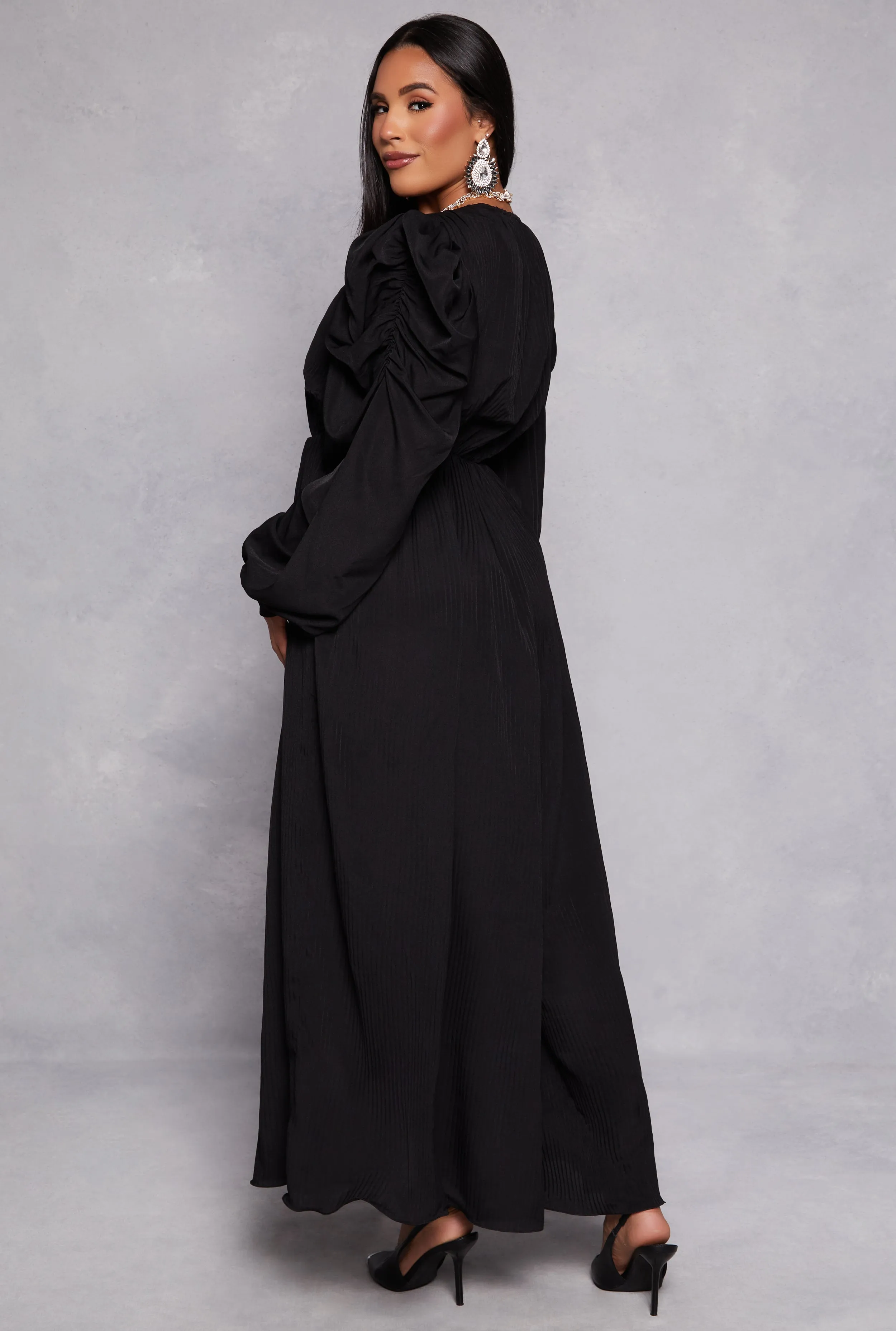 Plisse Puff Sleeve Wide Leg Jumpsuit sold by Rainbow product image thumbnail 3