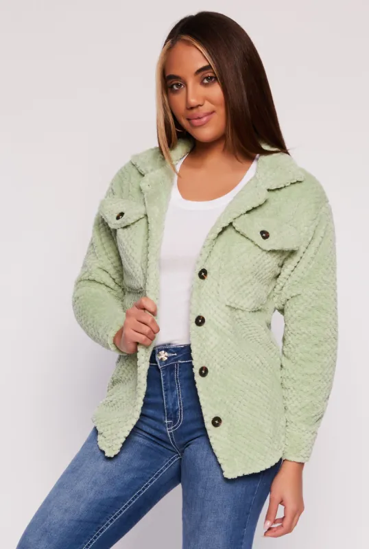 Quilted Plush Shacket sold by Rainbow