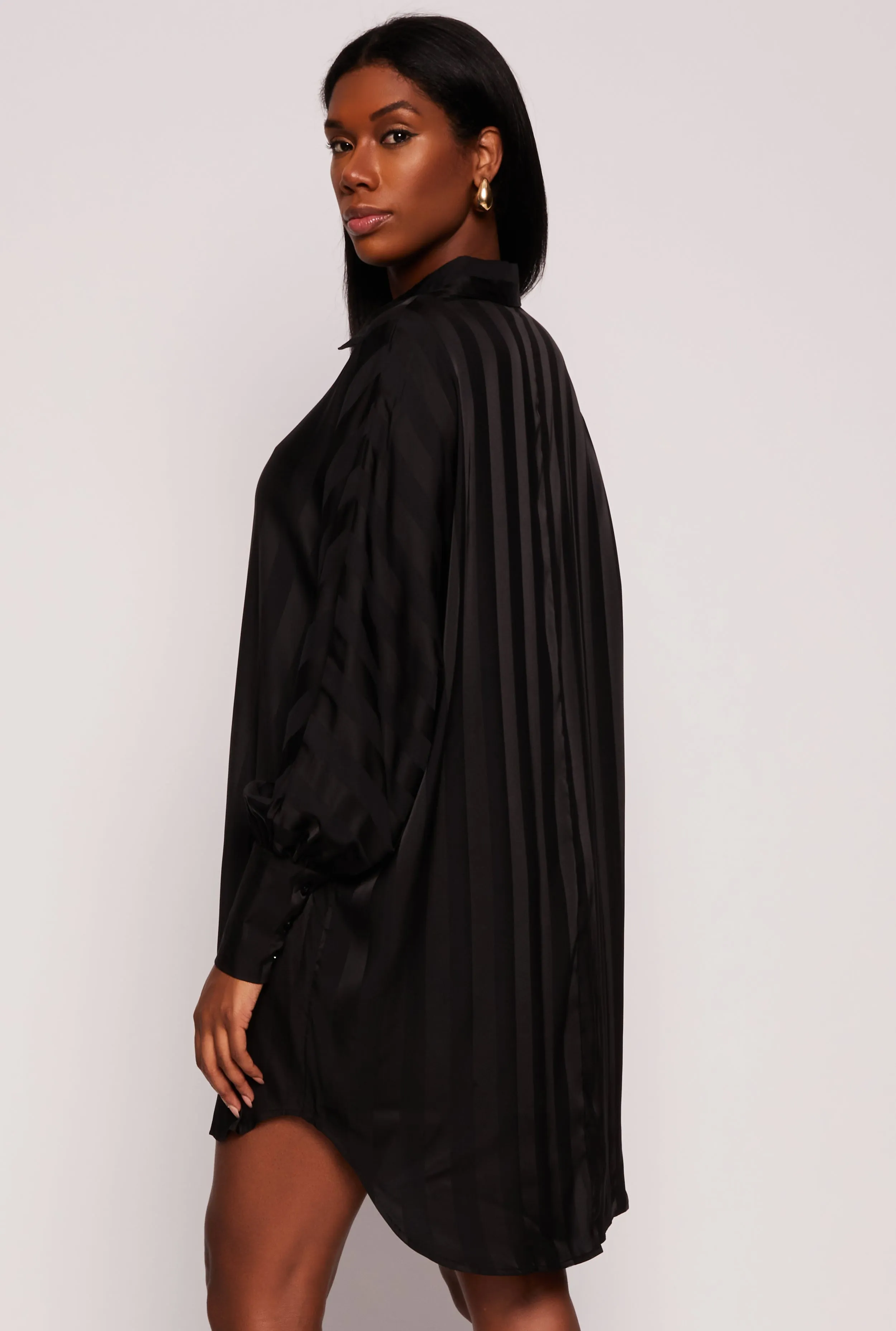 Shadow Stripe Button Front Shirt Dress sold by Rainbow product image thumbnail 3